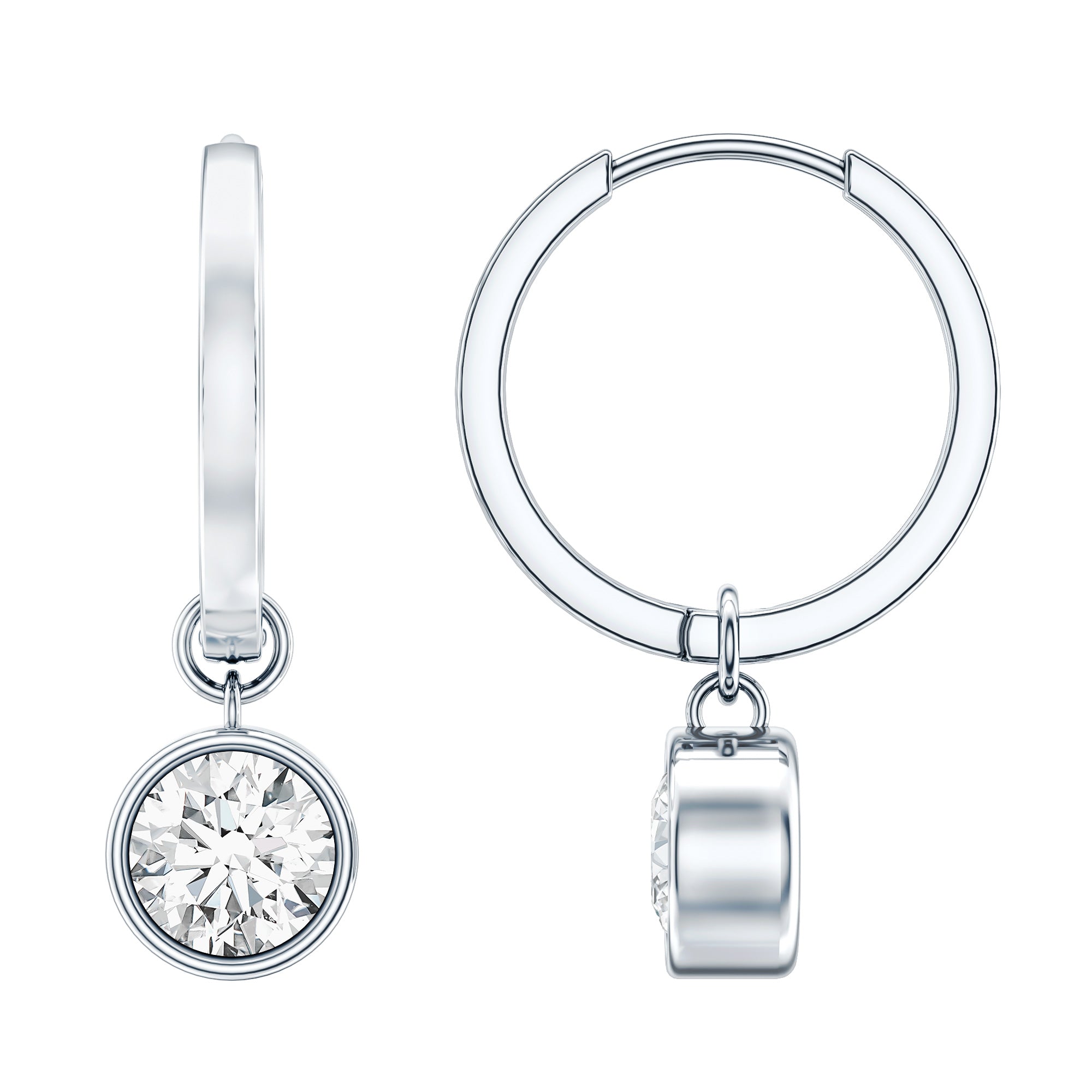 Bezel Set Lab Grown Diamond Drop Earrings for Women Lab - ( EF-VS ) - Rosec Jewels