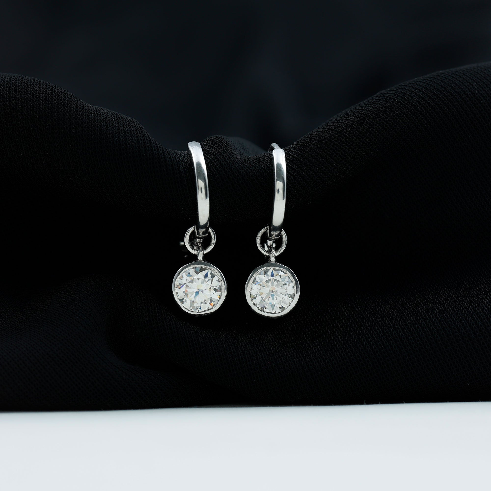 Bezel Set Lab Grown Diamond Drop Earrings for Women Lab - ( EF-VS ) - Rosec Jewels