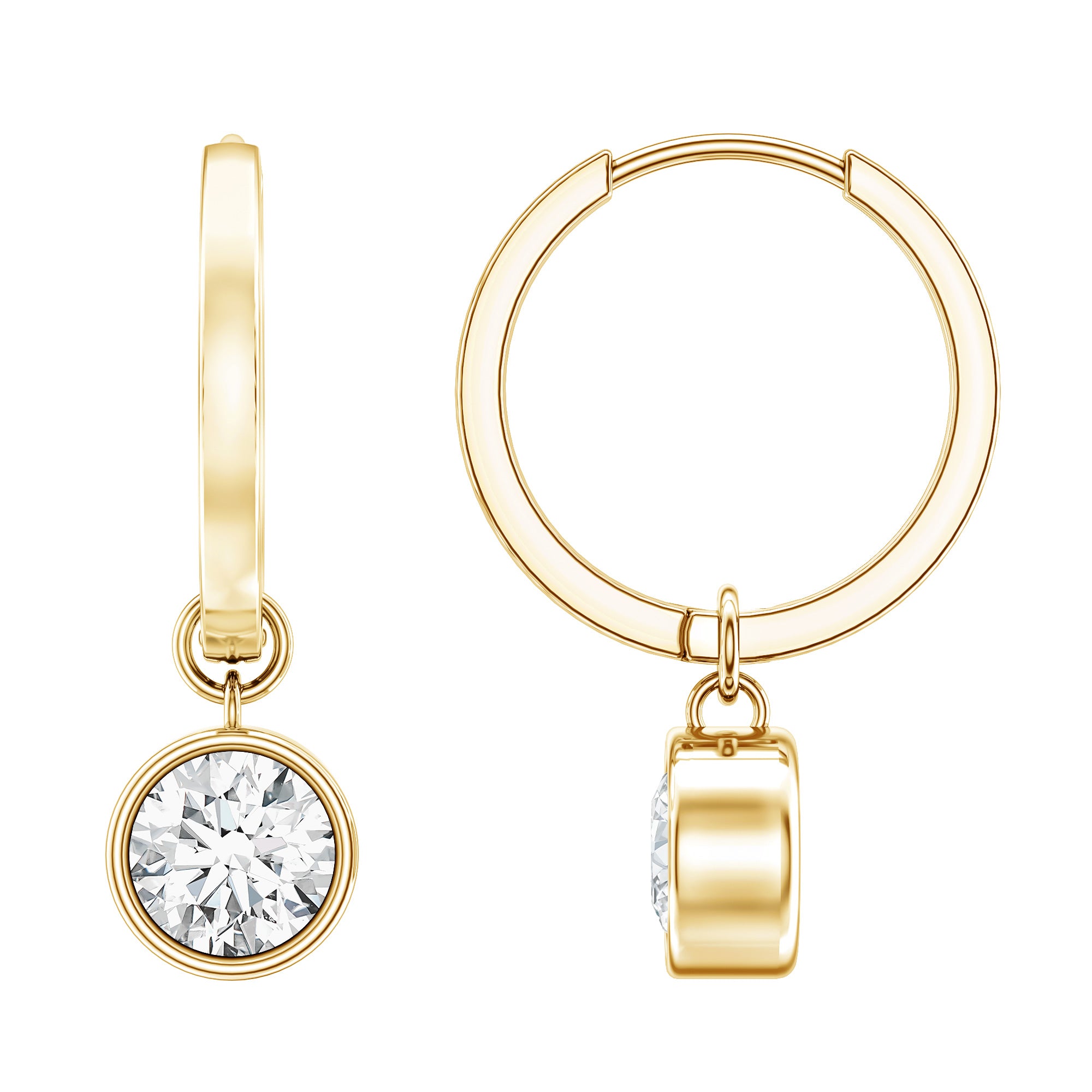 Bezel Set Lab Grown Diamond Drop Earrings for Women Lab - ( EF-VS ) - Rosec Jewels