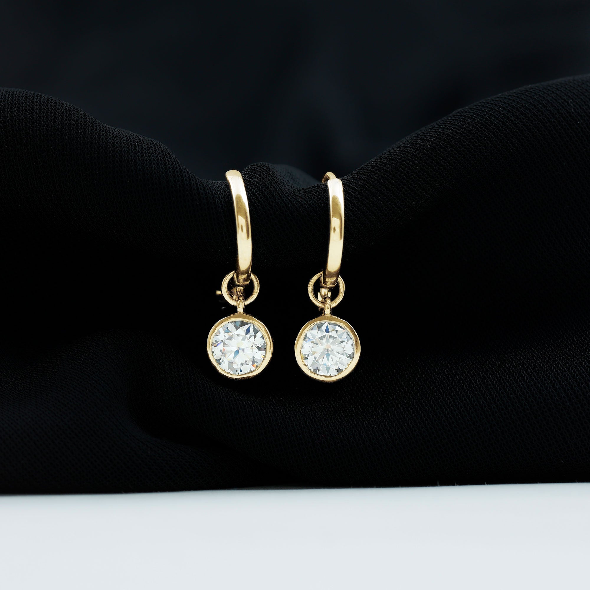 Bezel Set Lab Grown Diamond Drop Earrings for Women Lab - ( EF-VS ) - Rosec Jewels