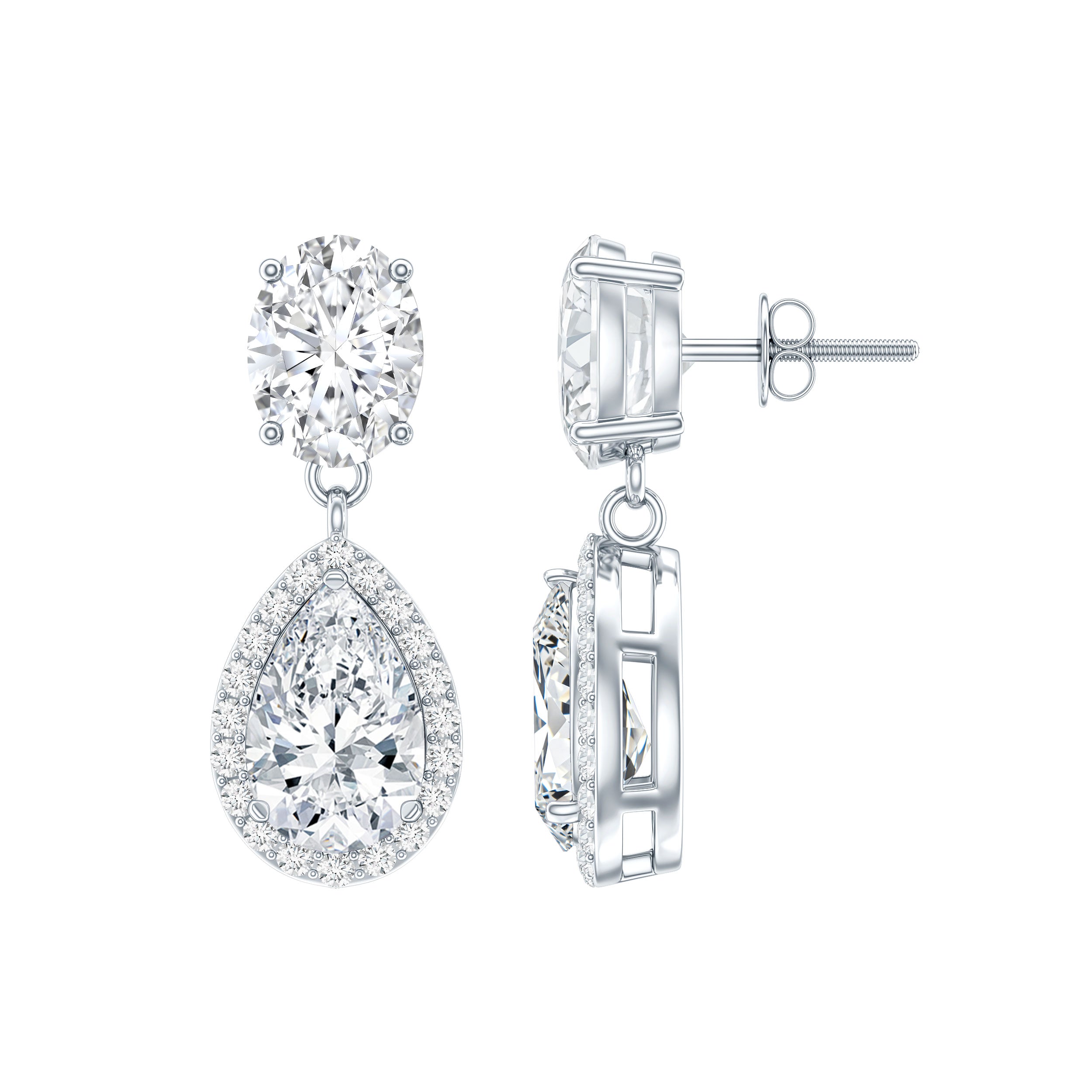 Dangling Lab Grown Diamond Bridal Earrings Lab - ( EF-VS ) - Rosec Jewels