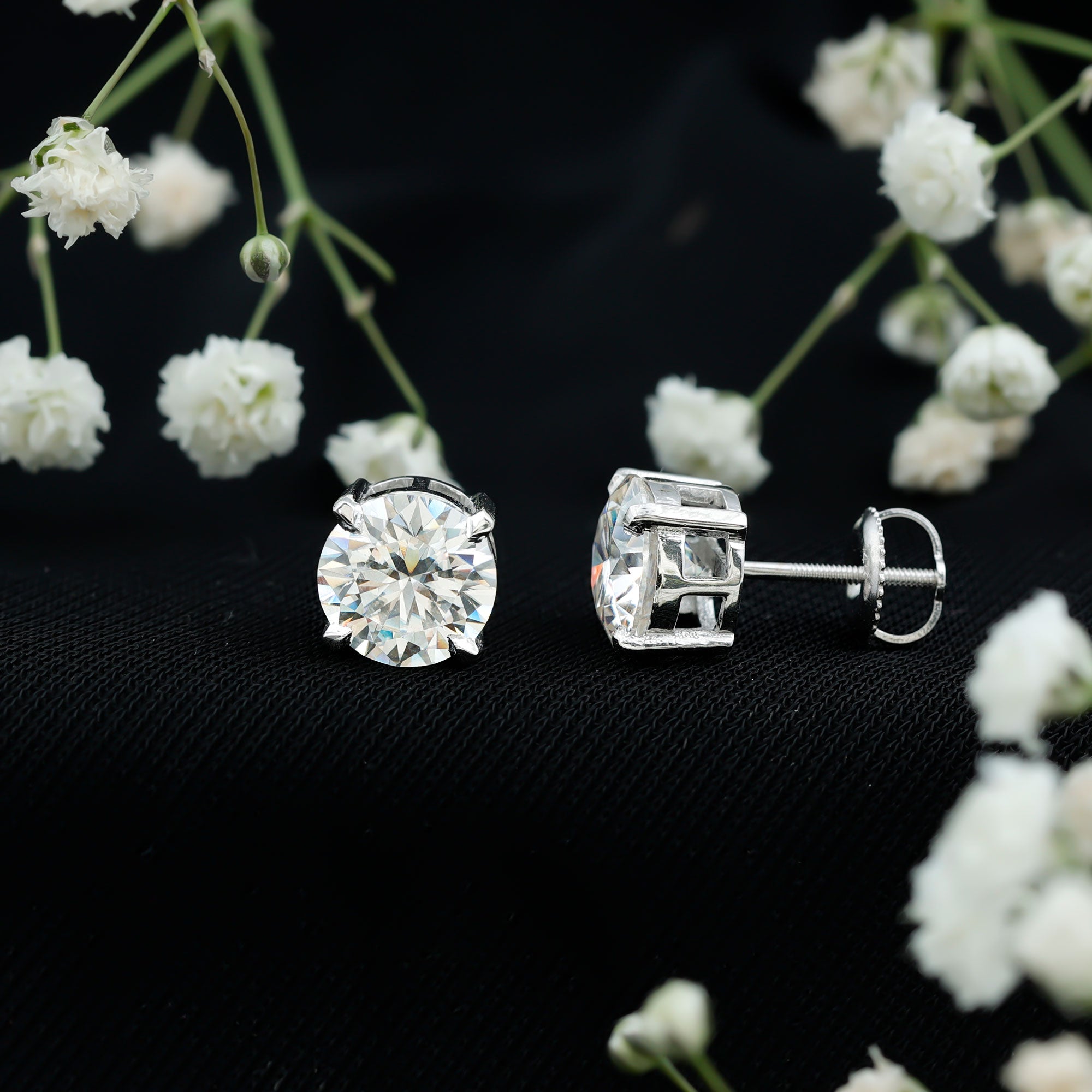 Prong Set Lab Created Diamond Solitaire Stud Earrings Lab - ( EF-VS ) - Rosec Jewels