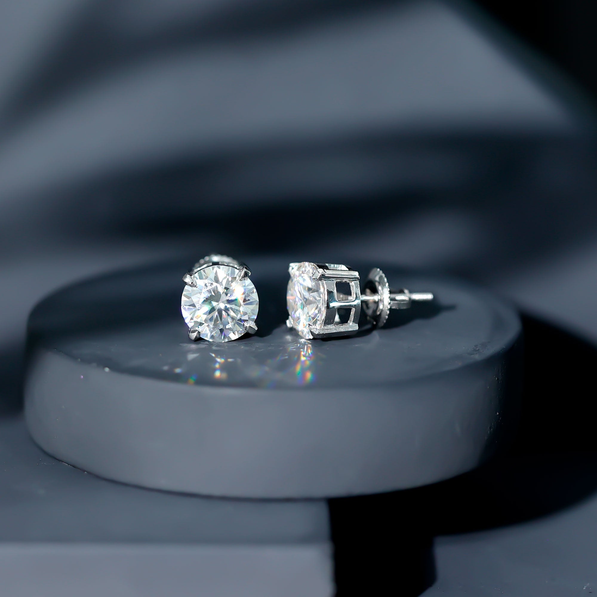 Prong Set Lab Created Diamond Solitaire Stud Earrings Lab - ( EF-VS ) - Rosec Jewels