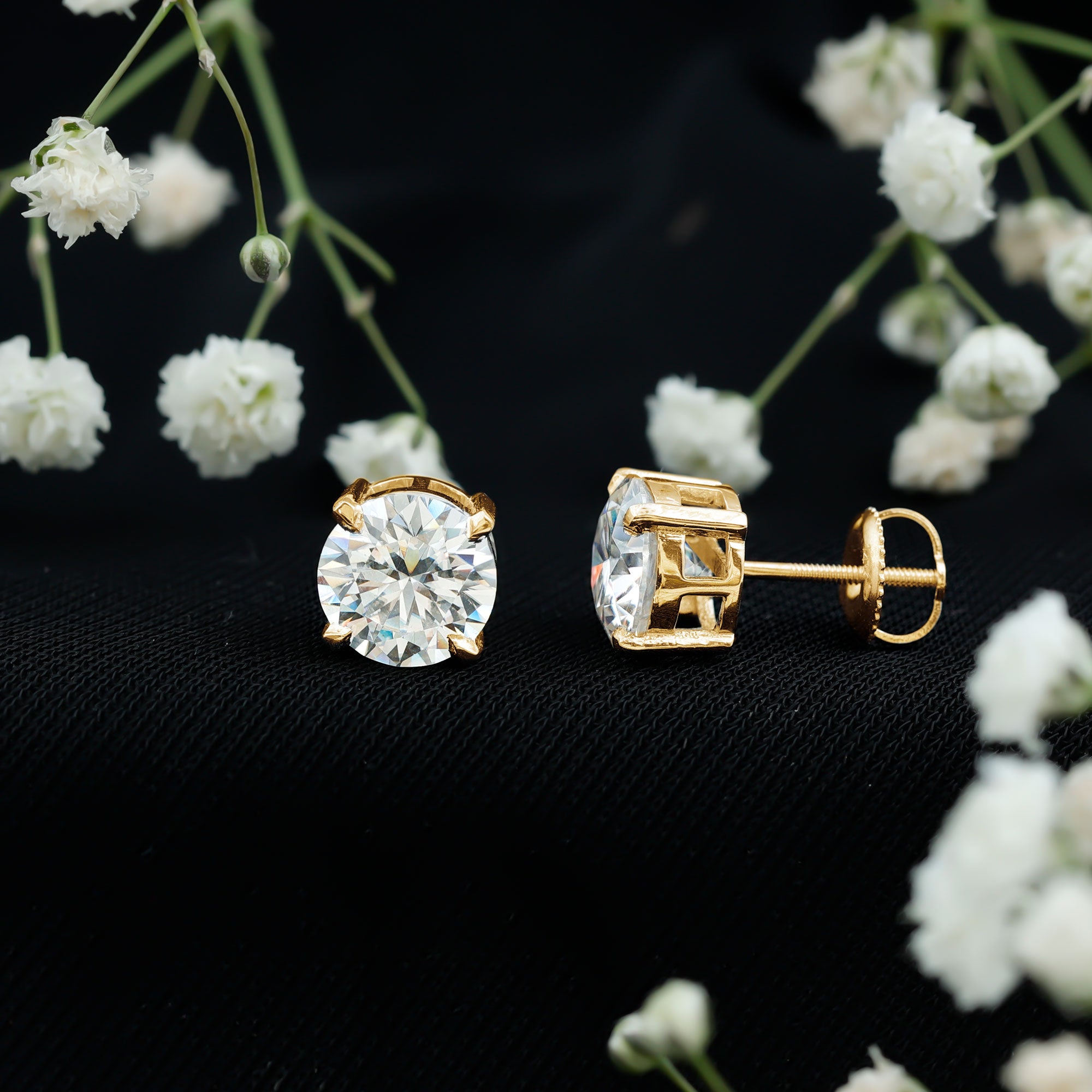 Prong Set Lab Created Diamond Solitaire Stud Earrings Lab - ( EF-VS ) - Rosec Jewels