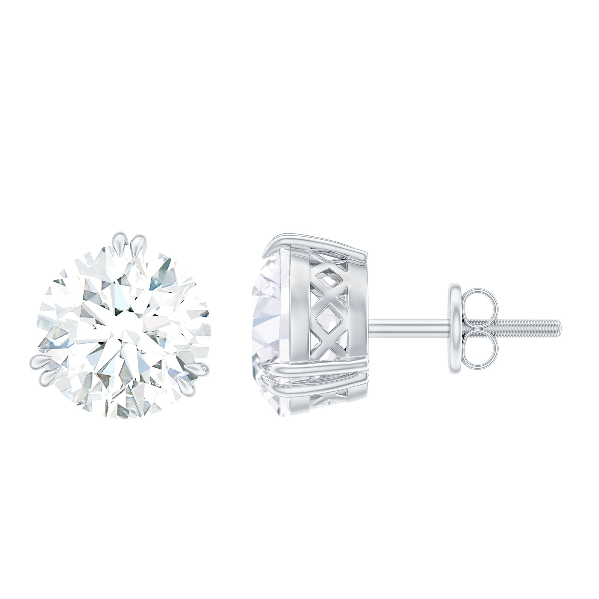Rosec Jewels-Certified 8mm Round Diamond Studs with Screw Back