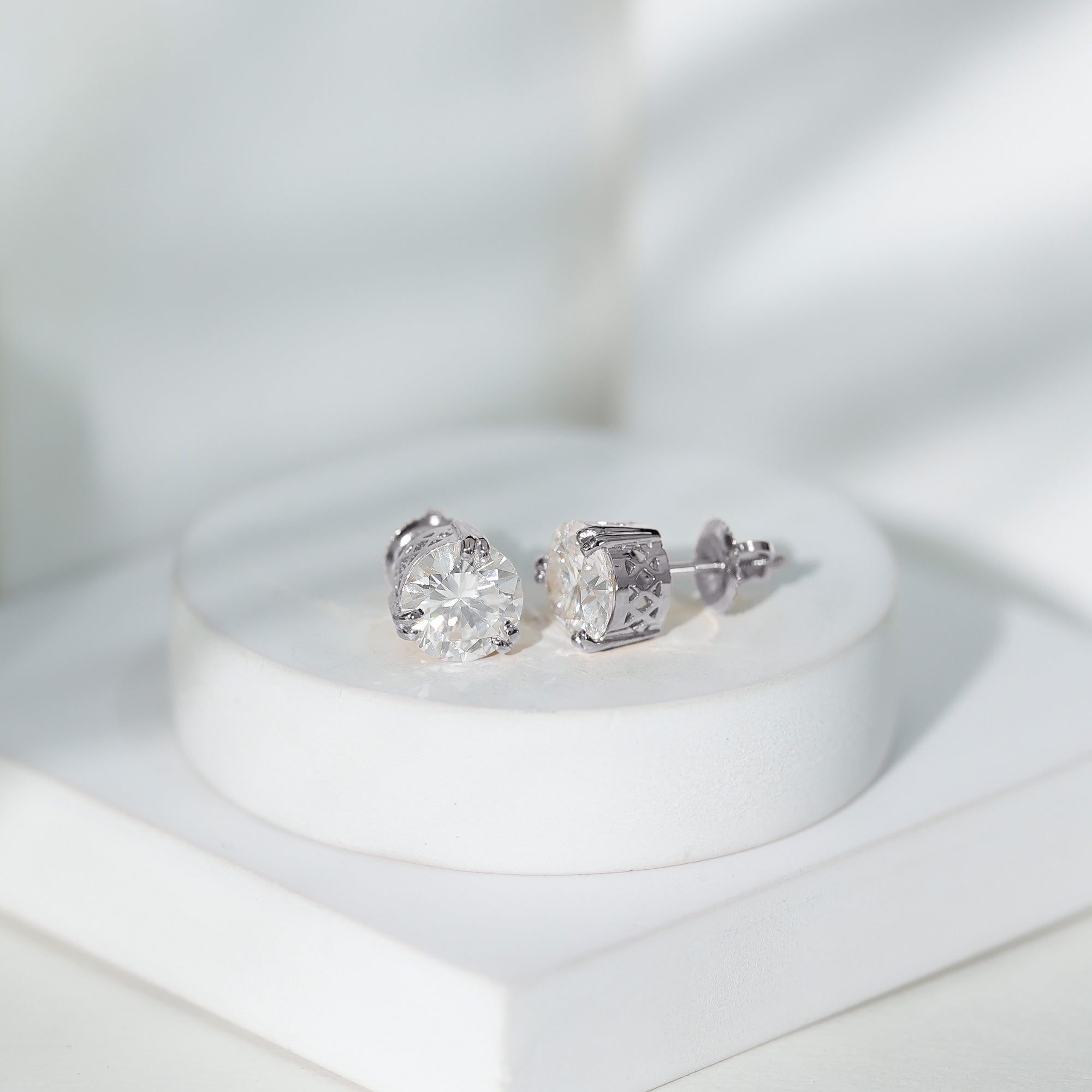 Rosec Jewels-Certified 8mm Round Diamond Studs with Screw Back