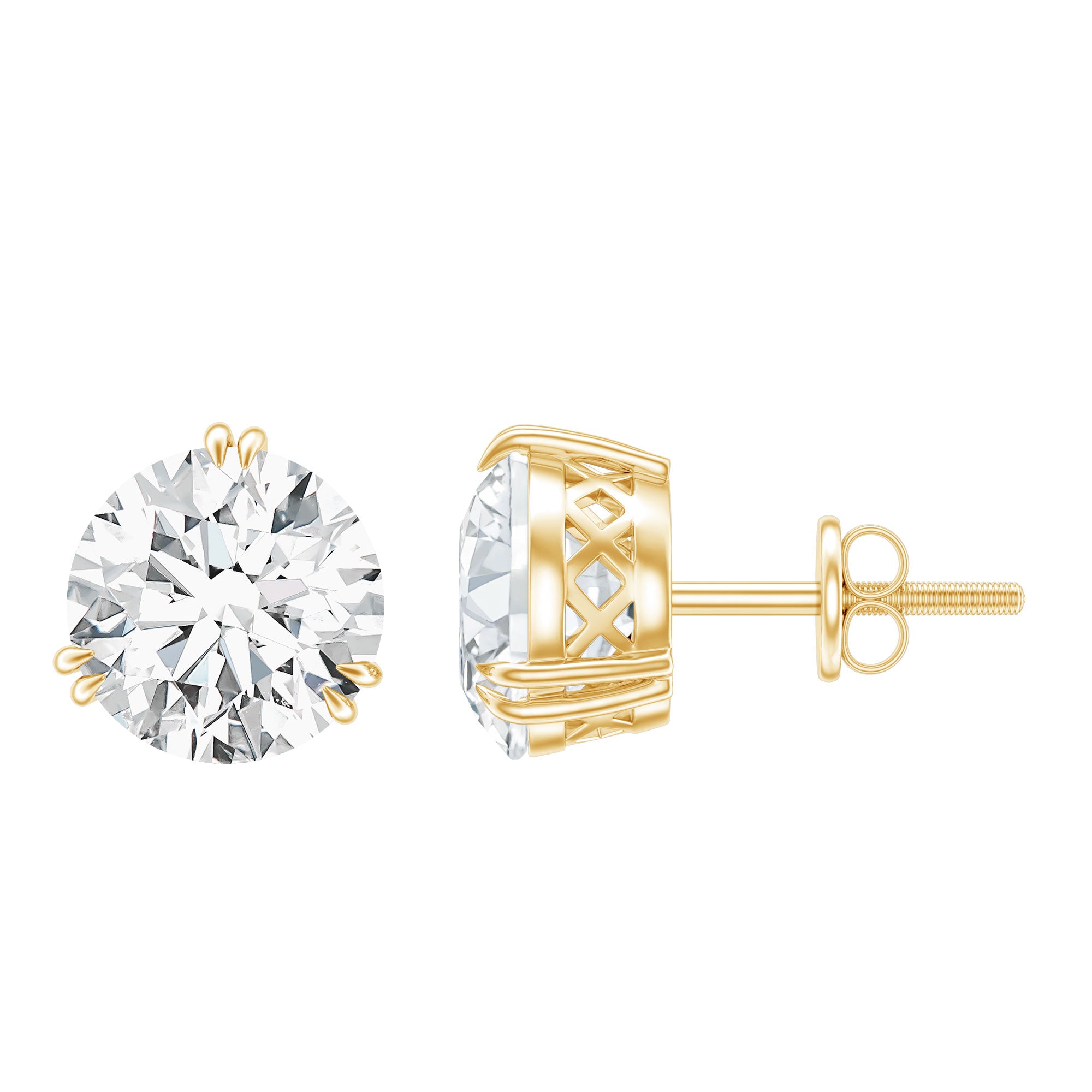 Certified 8mm Round Diamond Studs with Screw Back Lab - ( EF-VS ) - Rosec Jewels