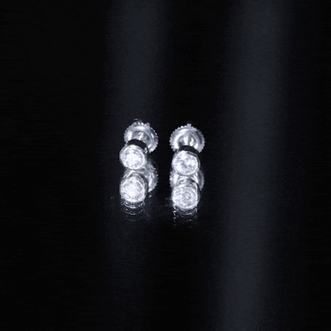 Bezel Set Lab Grown Diamond Solitaire Stud Earrings Lab - ( EF-VS ) - Rosec Jewels