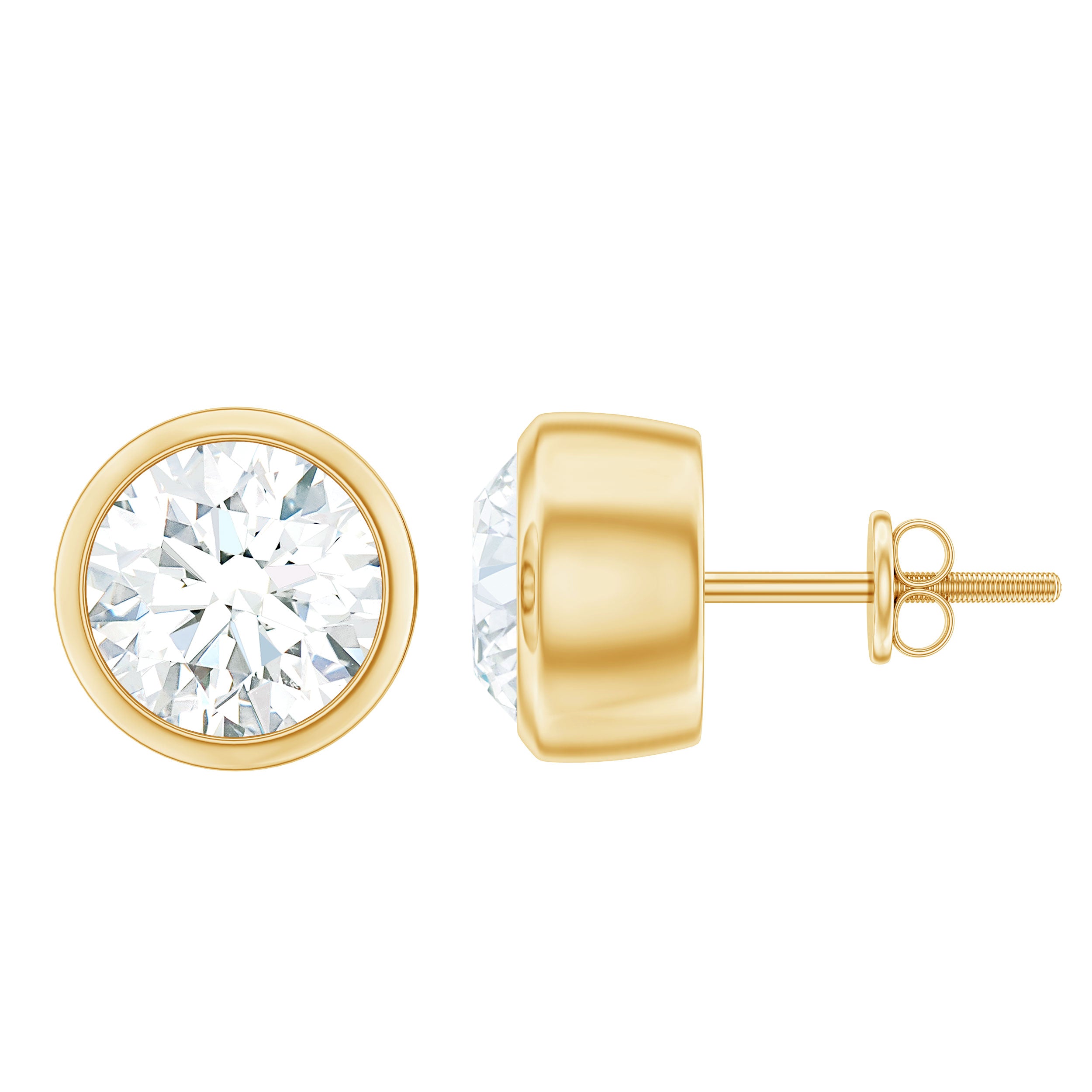 Rosec Jewels-Bezel Set Lab Grown Diamond Solitaire Stud Earrings