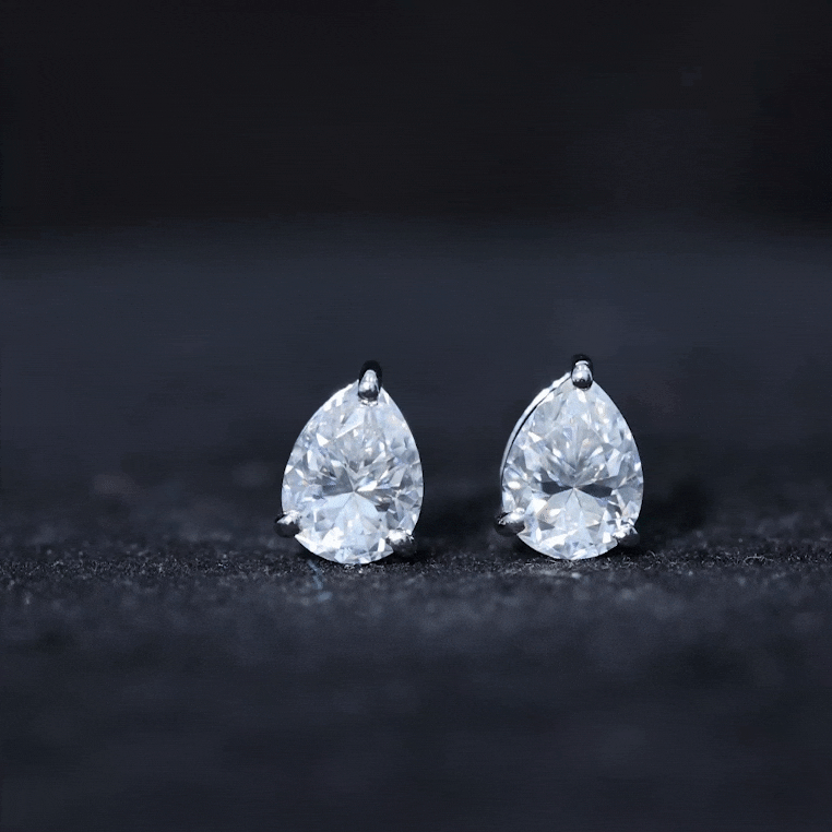 Certified 2 Carat Diamond Teardrop Earrings With Screw Back Lab - ( EF-VS ) - Rosec Jewels