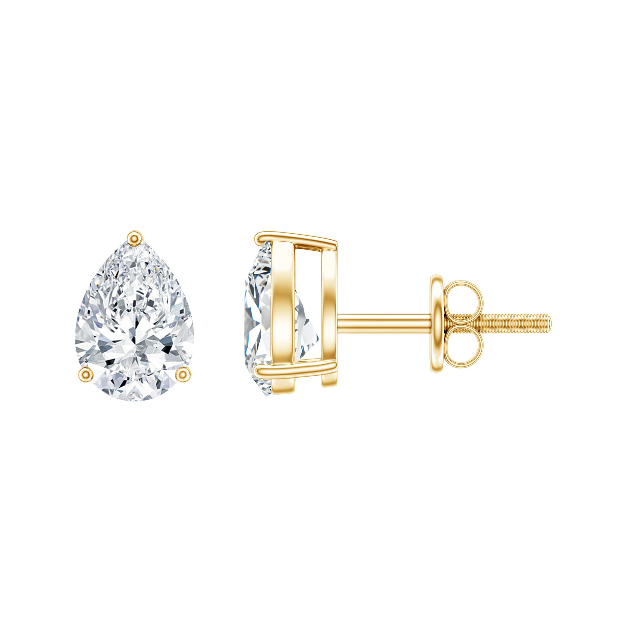 Certified 2 Carat Diamond Teardrop Earrings With Screw Back Lab - ( EF-VS ) - Rosec Jewels
