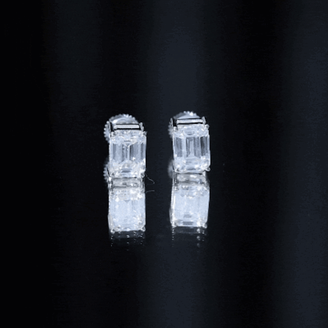 Emerald Cut Lab Created Diamond Stud Earrings Lab - ( EF-VS ) - Rosec Jewels