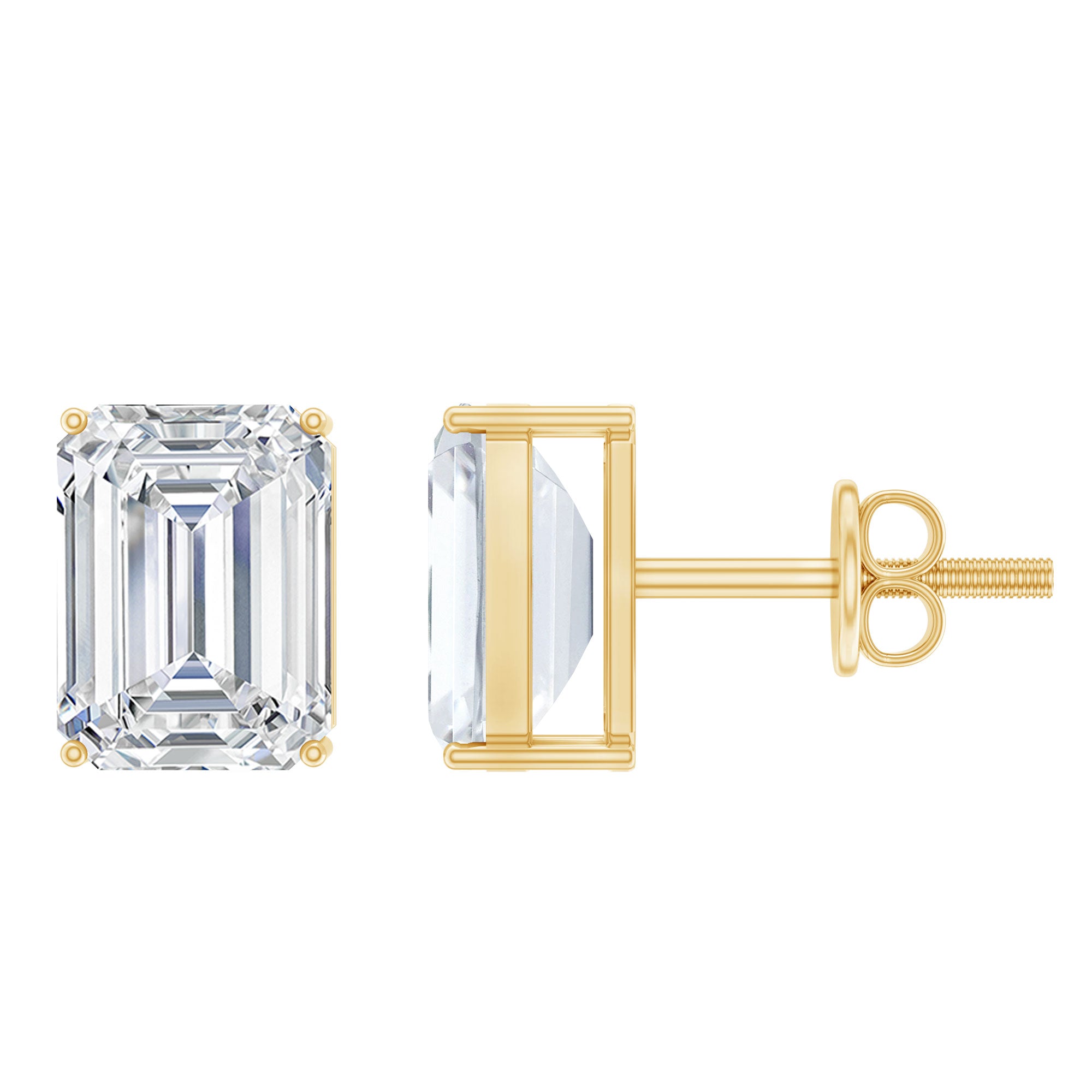 Emerald Cut Lab Created Diamond Stud Earrings Lab - ( EF-VS ) - Rosec Jewels