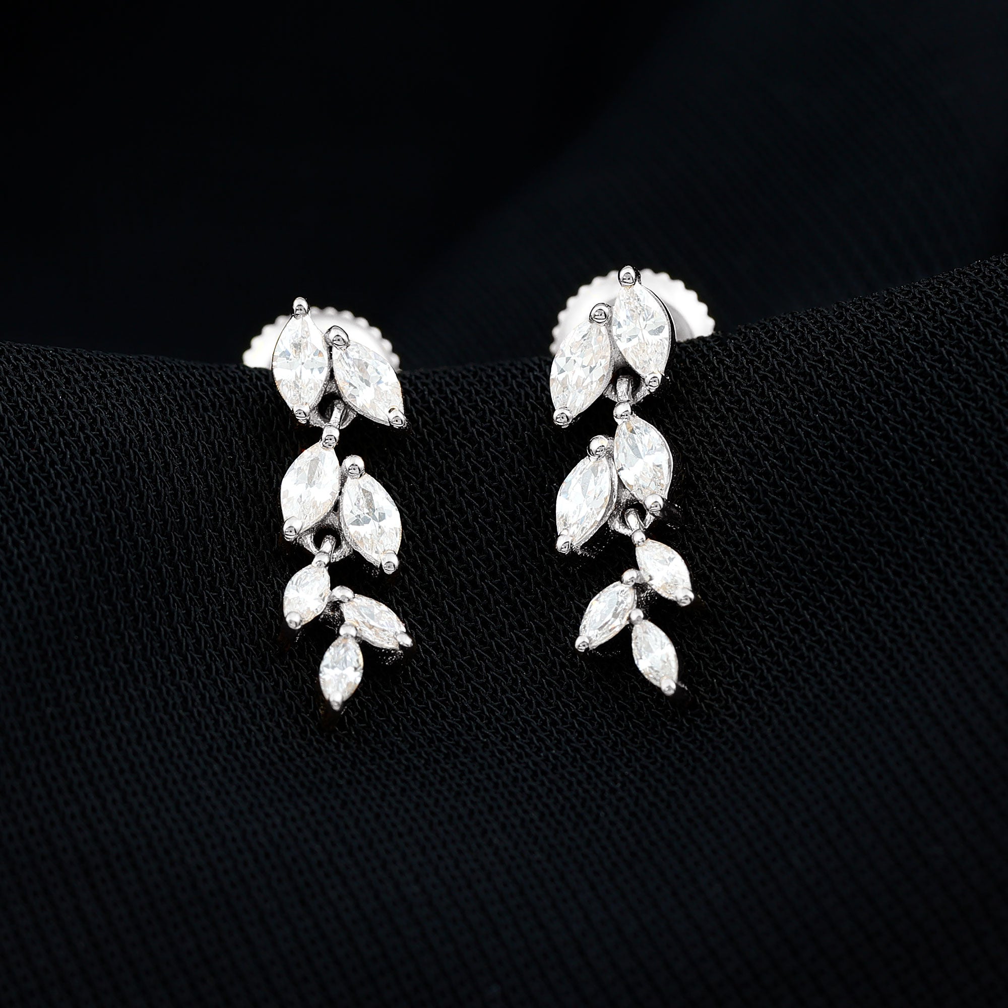 Certified Lab Grown Diamond Dangling Earrings for Women Lab - ( EF-VS ) - Rosec Jewels