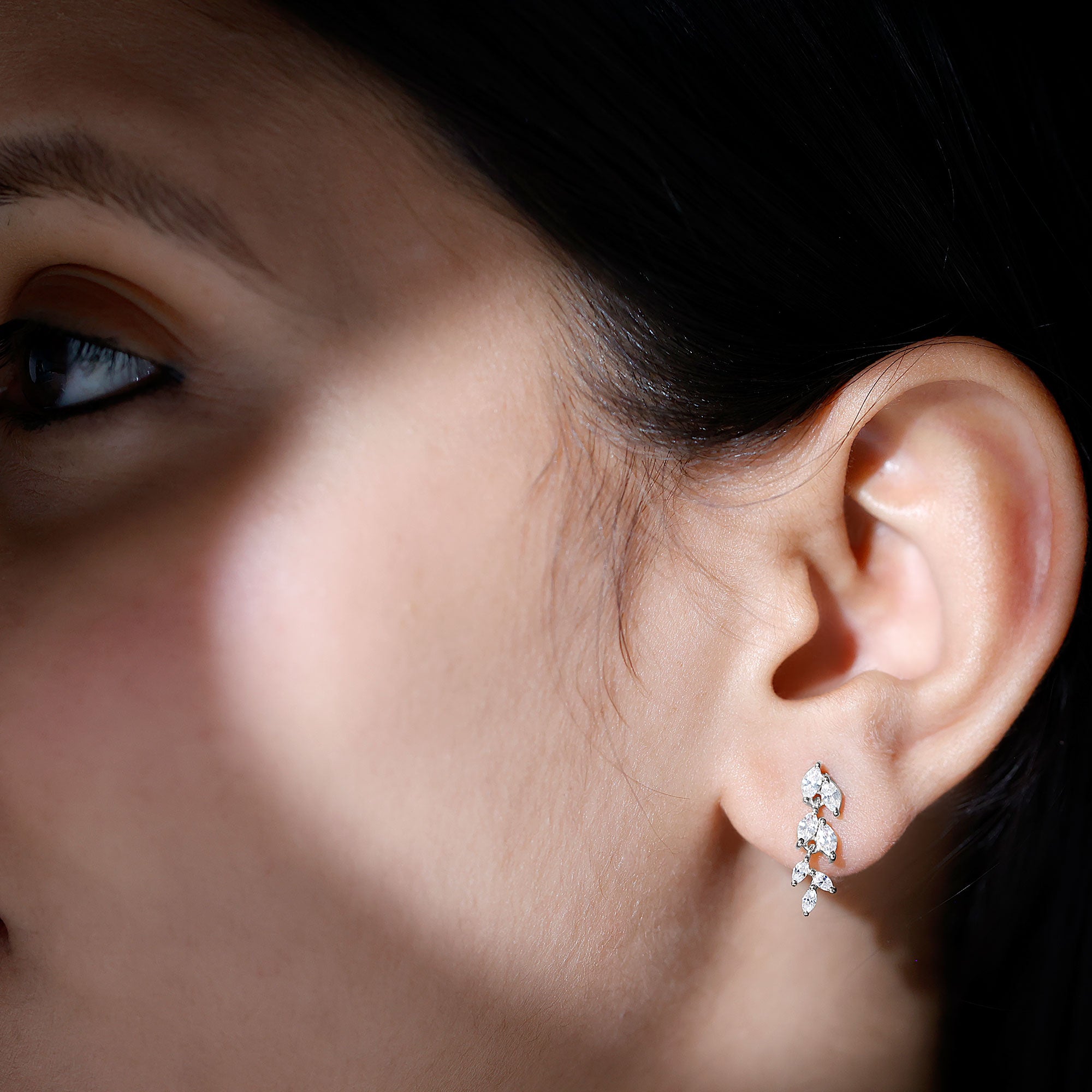 Certified Lab Grown Diamond Dangling Earrings for Women Lab - ( EF-VS ) - Rosec Jewels