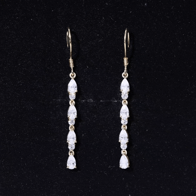 Lab Grown Diamond Long Dangling Earrings Lab - ( EF-VS ) - Rosec Jewels