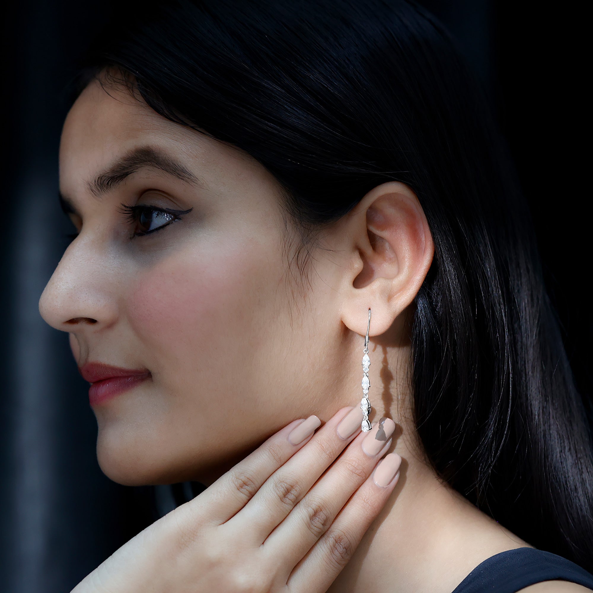 Rosec Jewels-Lab Grown Diamond Long Dangling Earrings