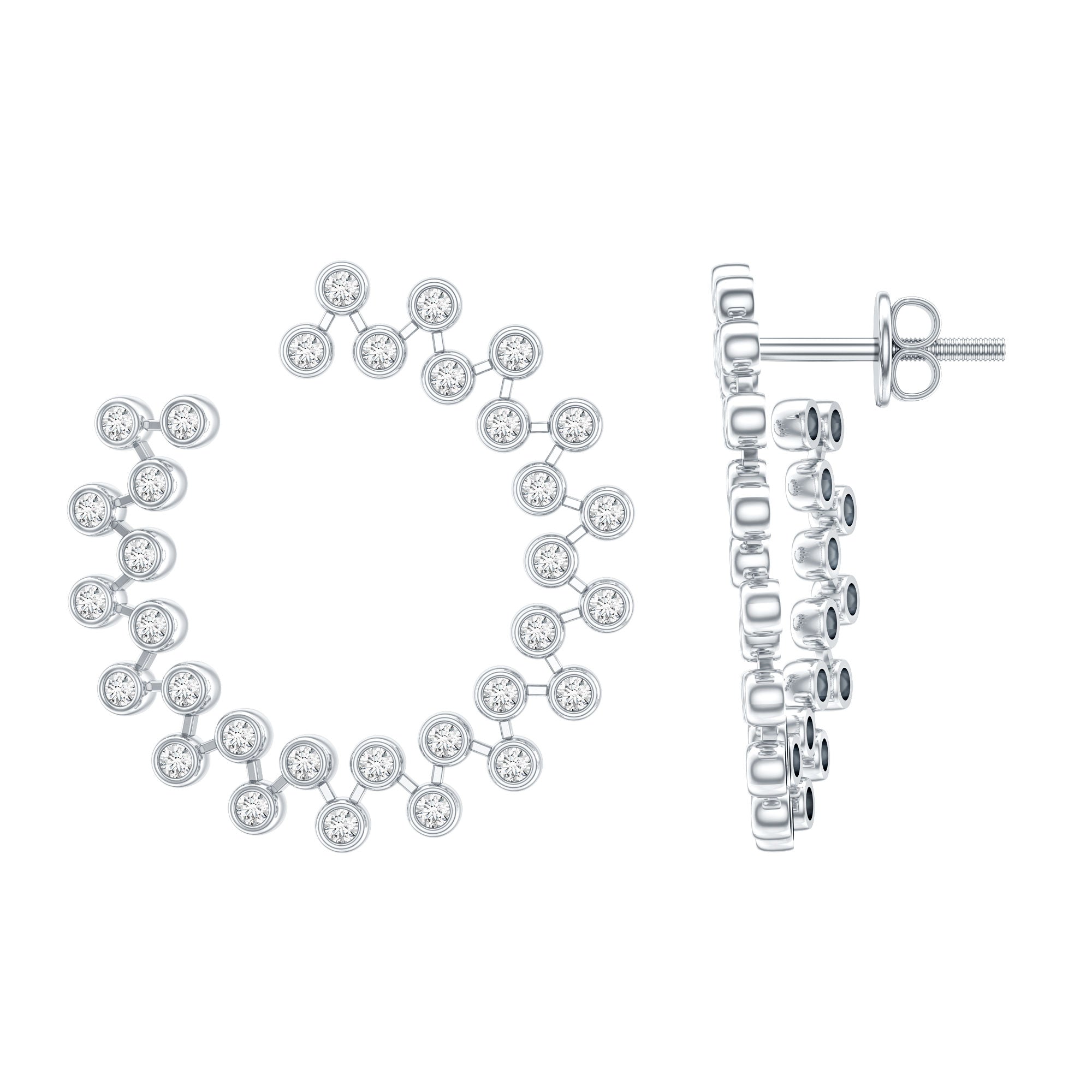 Certified Lab Created Diamond Statement Stud Earrings Lab - ( EF-VS ) - Rosec Jewels