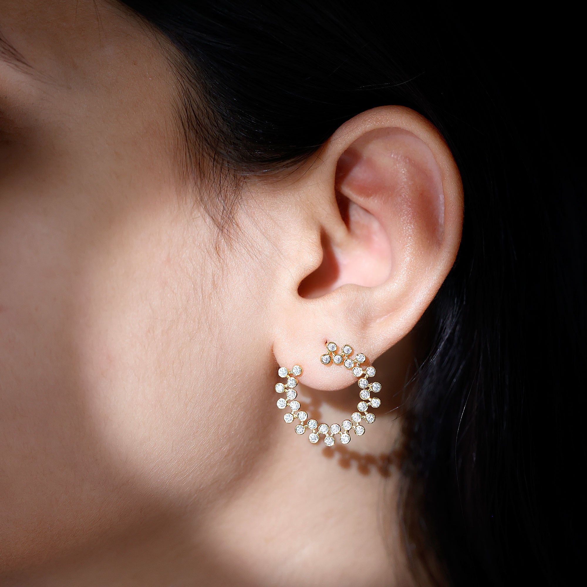 Certified Lab Created Diamond Statement Stud Earrings Lab - ( EF-VS ) - Rosec Jewels