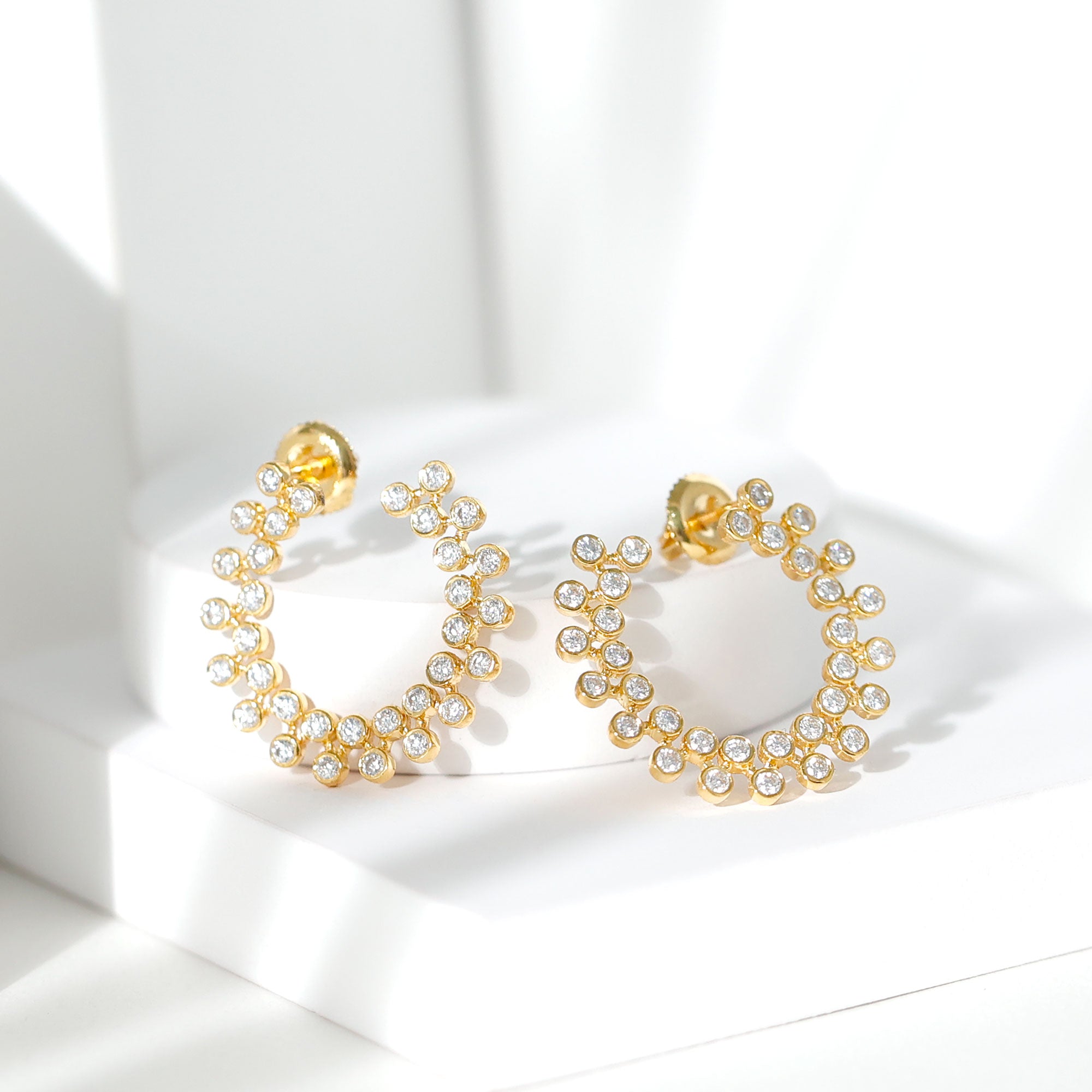 Certified Lab Created Diamond Statement Stud Earrings Lab - ( EF-VS ) - Rosec Jewels