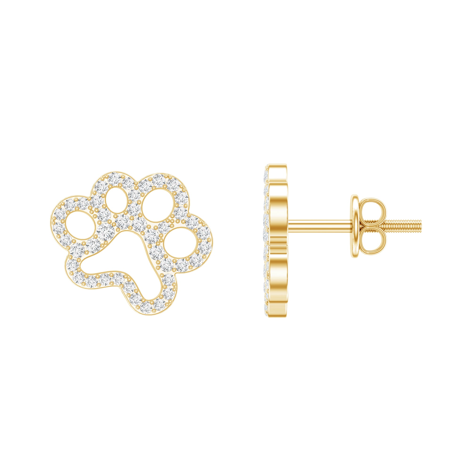 Lab Grown Diamond Paw Print Earrings For Women Lab - ( EF-VS ) - Rosec Jewels