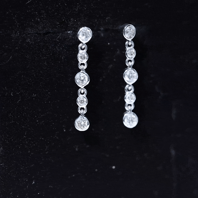 Round Cut Diamond Chain Dangle Earrings For Women Lab - ( EF-VS ) - Rosec Jewels