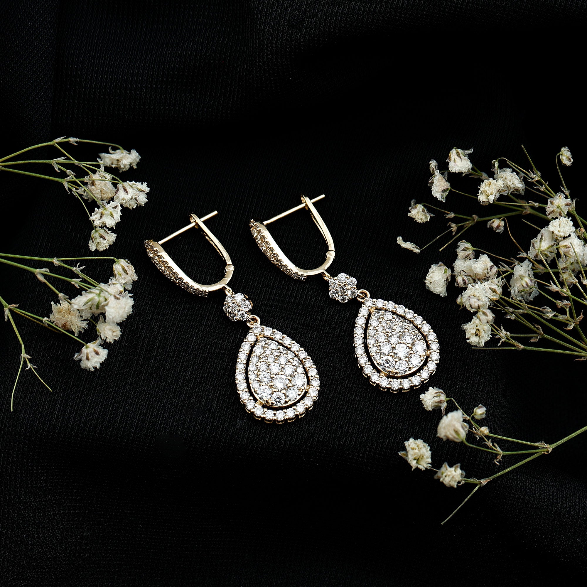 Lab Grown Diamond Bridal Drop Earrings Lab - ( EF-VS ) - Rosec Jewels