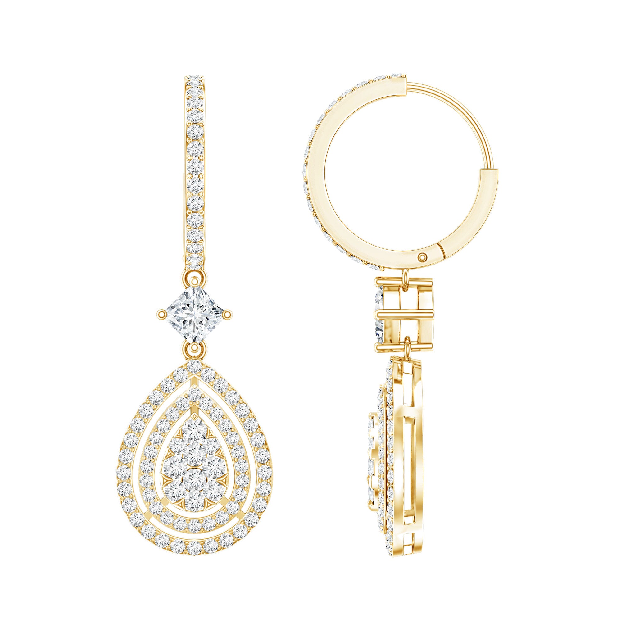 Certified Lab Created Diamond Wedding Earrings For Bride Lab - ( EF-VS ) - Rosec Jewels