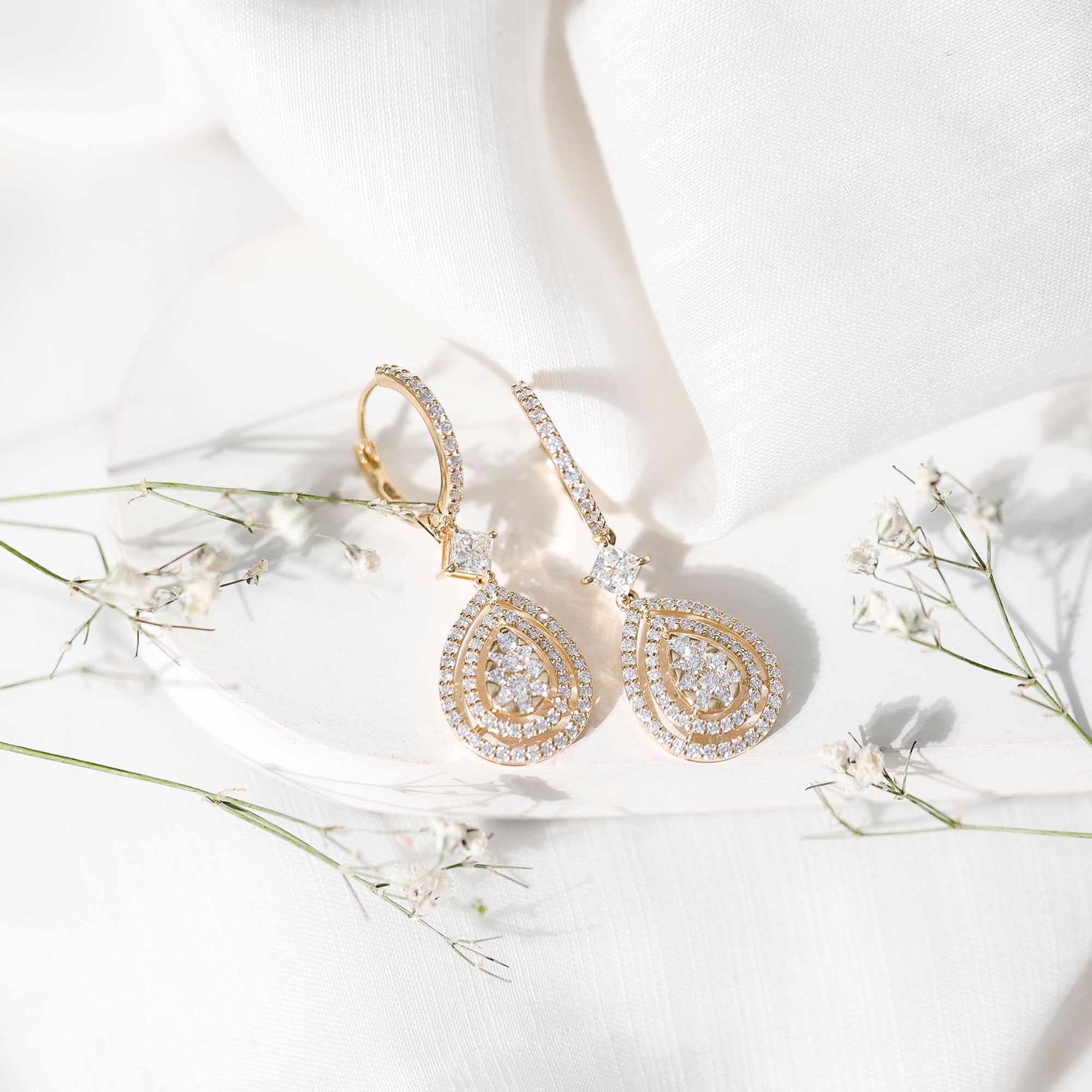 Certified Lab Created Diamond Wedding Earrings For Bride Lab - ( EF-VS ) - Rosec Jewels
