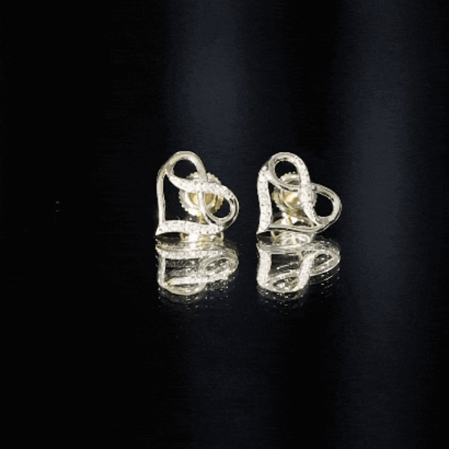 Certified Lab Created Diamond Heart Infinity Stud Earrings Lab - ( EF-VS ) - Rosec Jewels