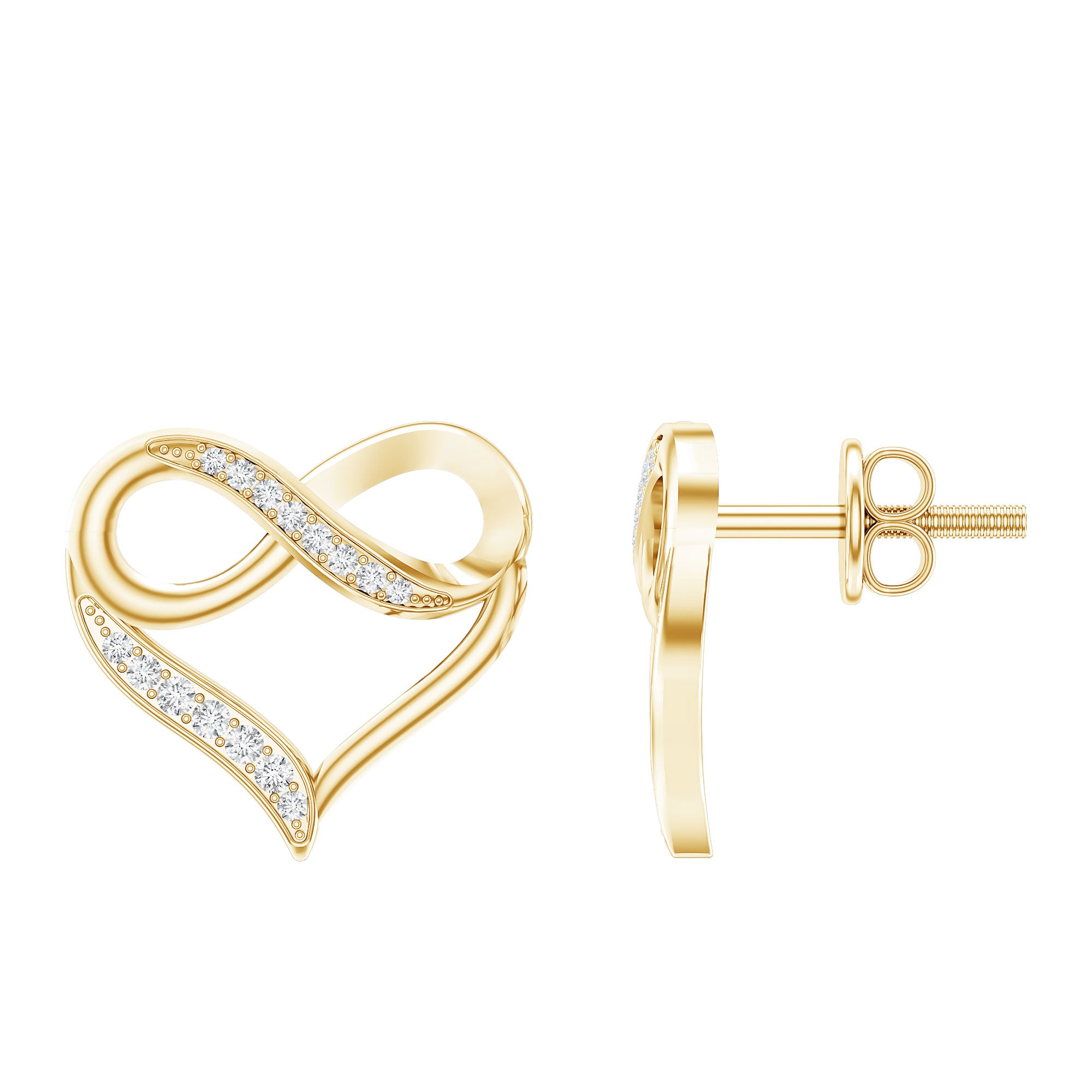Certified Lab Created Diamond Heart Infinity Stud Earrings Lab - ( EF-VS ) - Rosec Jewels