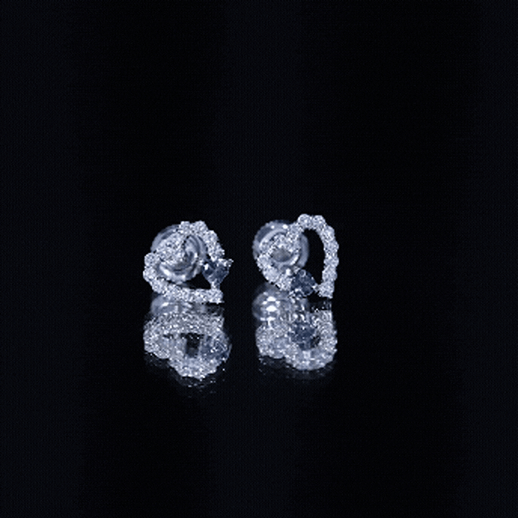 Certified London Blue Topaz and Diamond Heart Stud Earrings AAA 92.5 Sterling Silver - Rosec Jewels