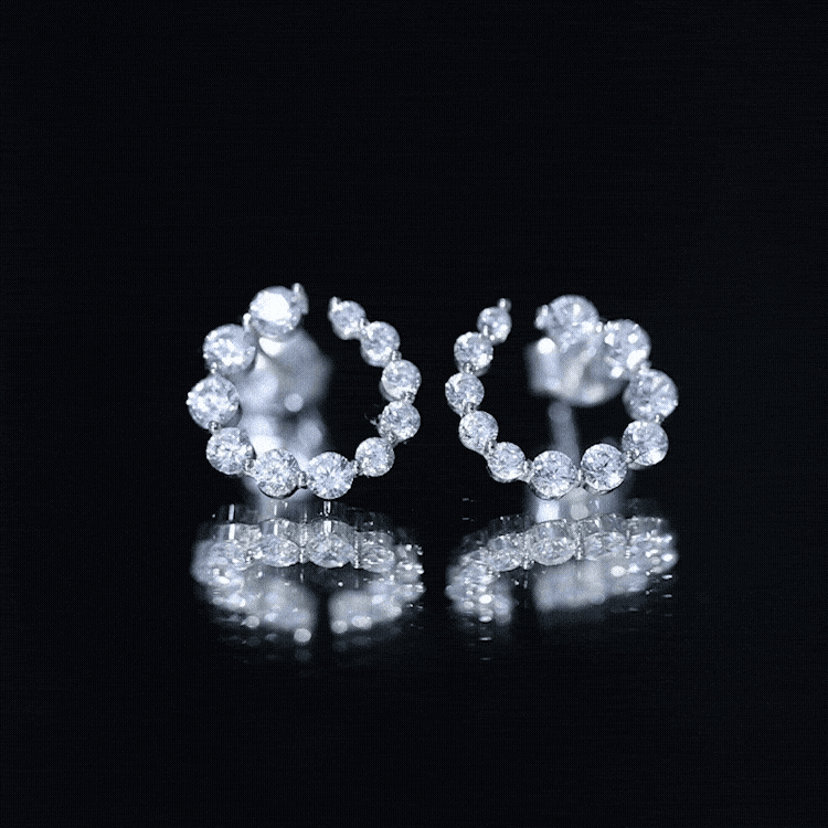 Lab Grown Front Facing Diamond Hoop Earrings for Women Lab - ( EF-VS ) - Rosec Jewels