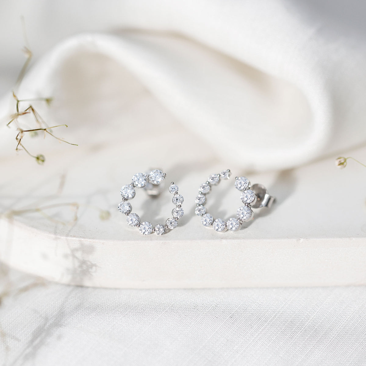 Rosec Jewels-Lab Grown Front Facing Diamond Hoop Earrings for Women