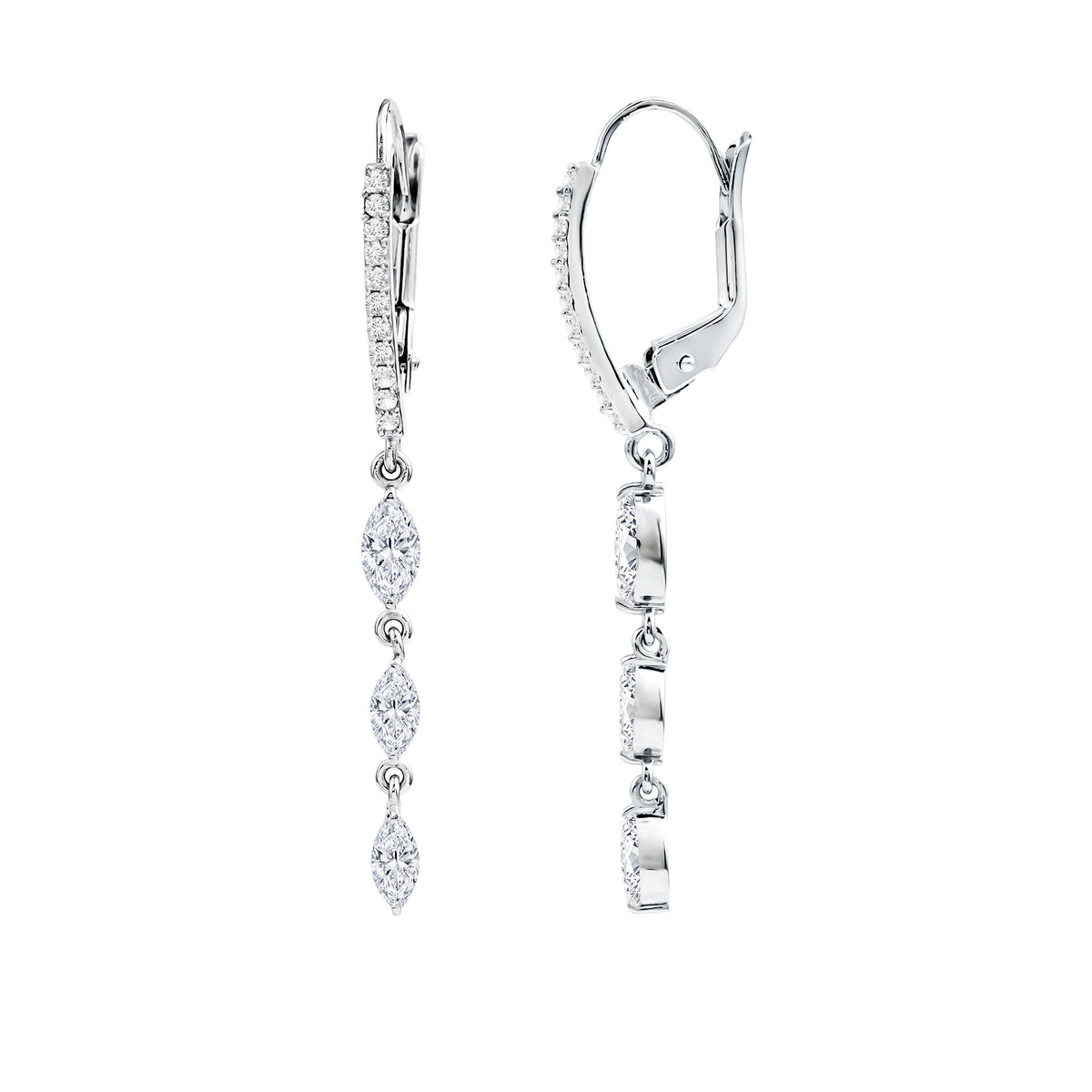 Rosec Jewels-Certified Lab Grown Diamond Long Dangle Earrings for Bride