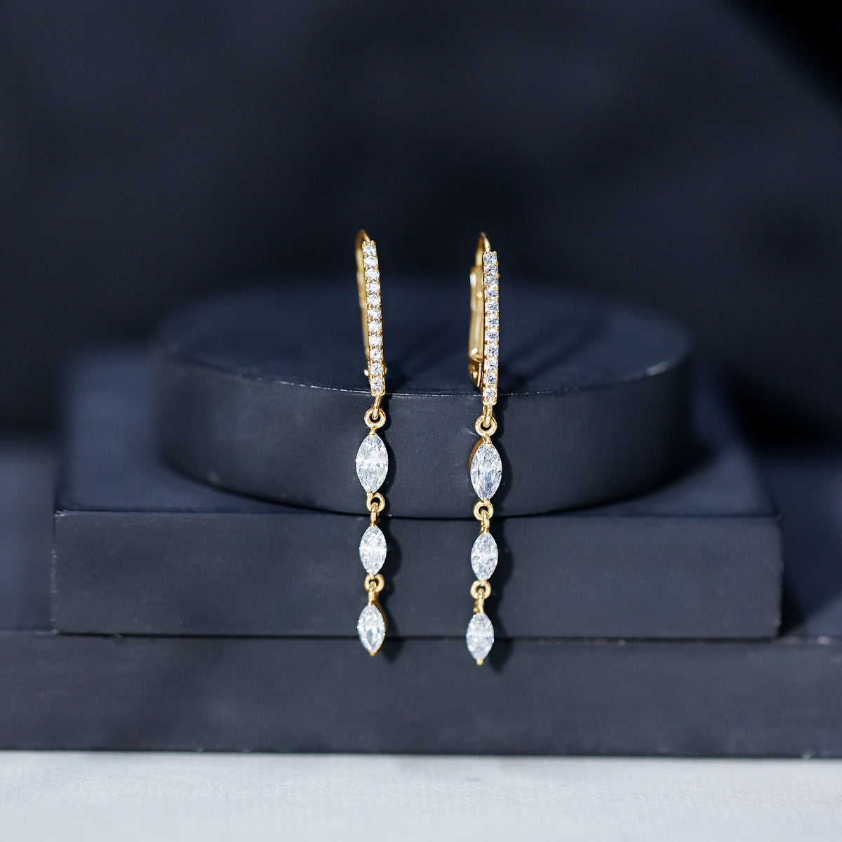 Rosec Jewels-Certified Lab Grown Diamond Long Dangle Earrings for Bride