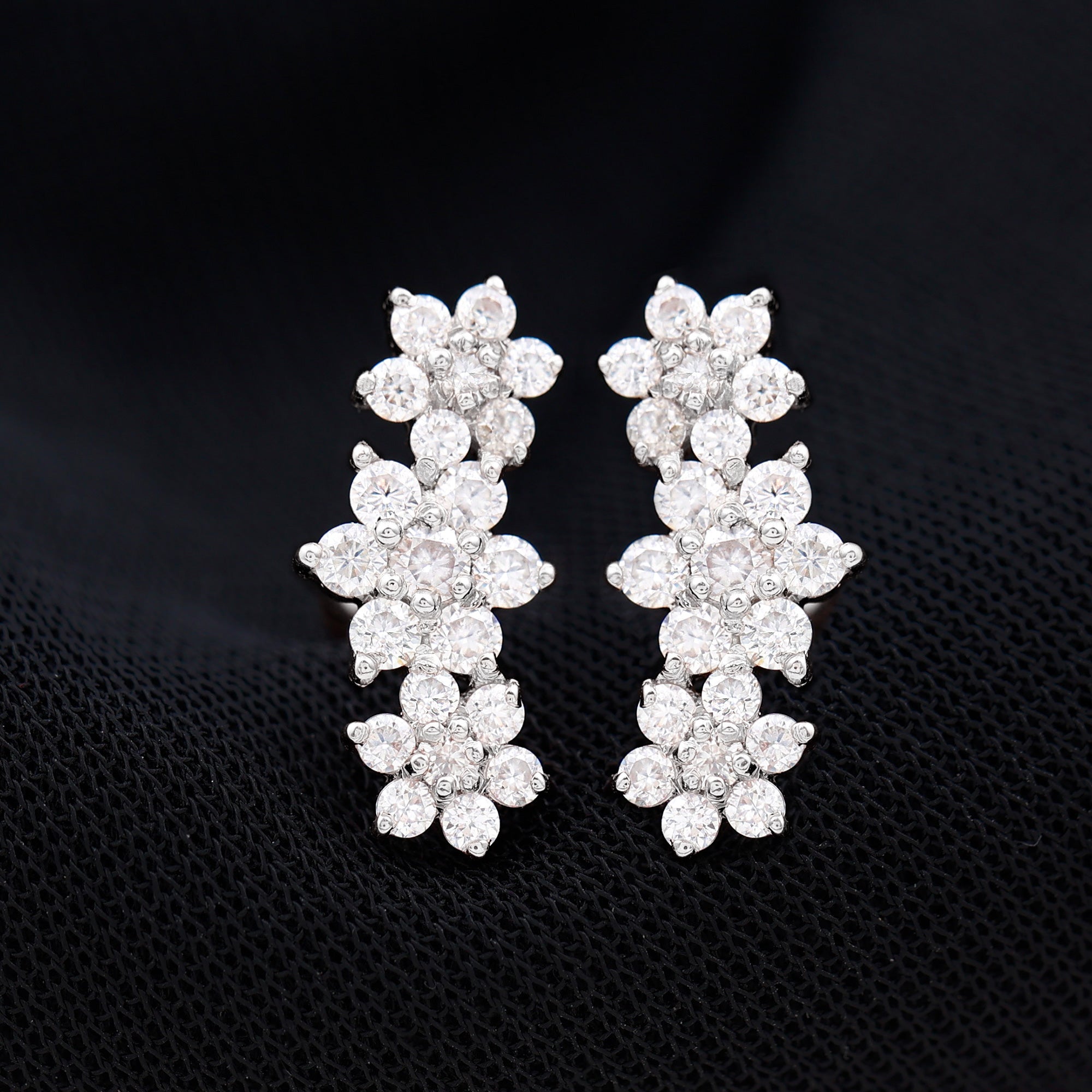 Certified Moissanite Flower Stud Earrings for Women D-VS1 - Rosec Jewels