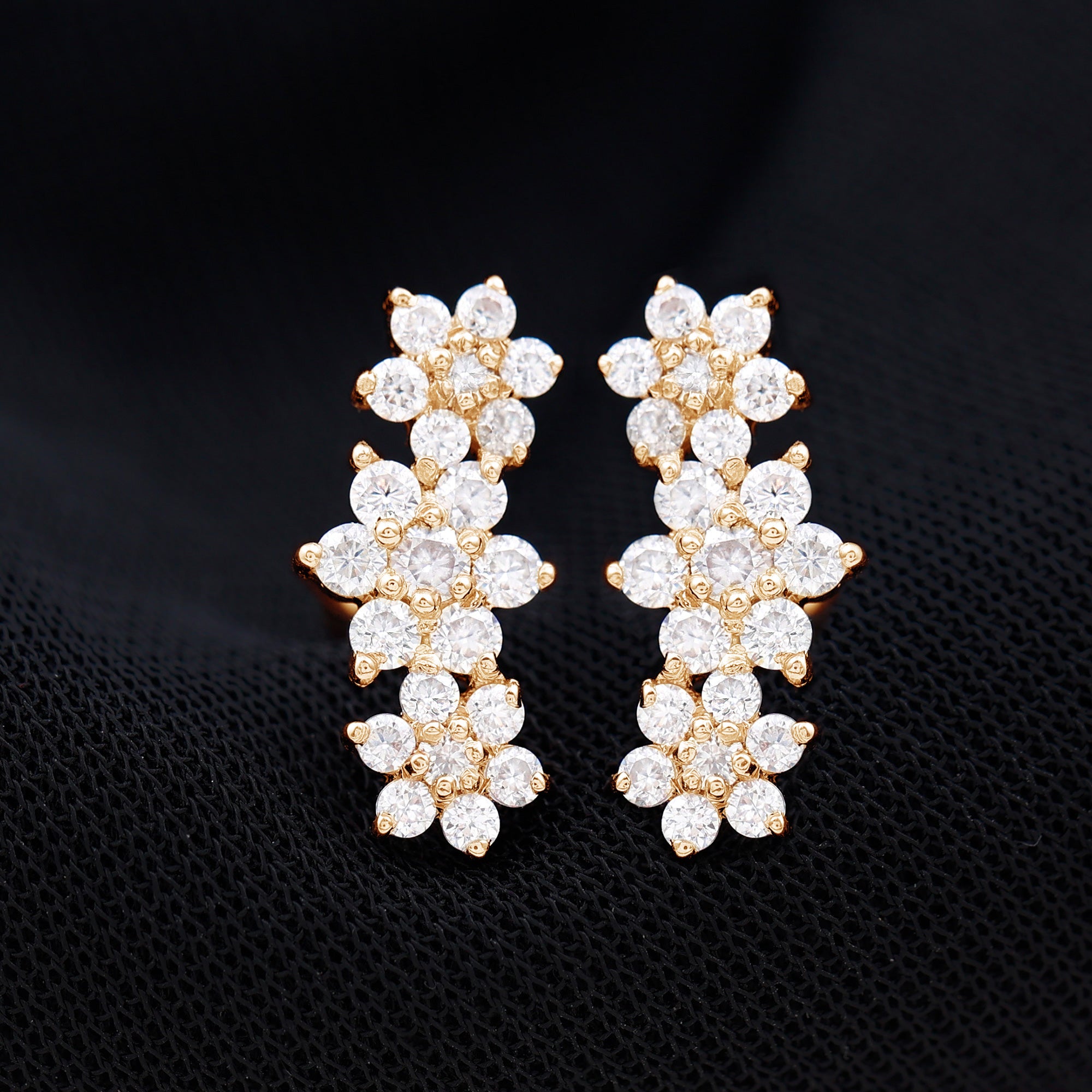 Certified Moissanite Flower Stud Earrings for Women D-VS1 - Rosec Jewels