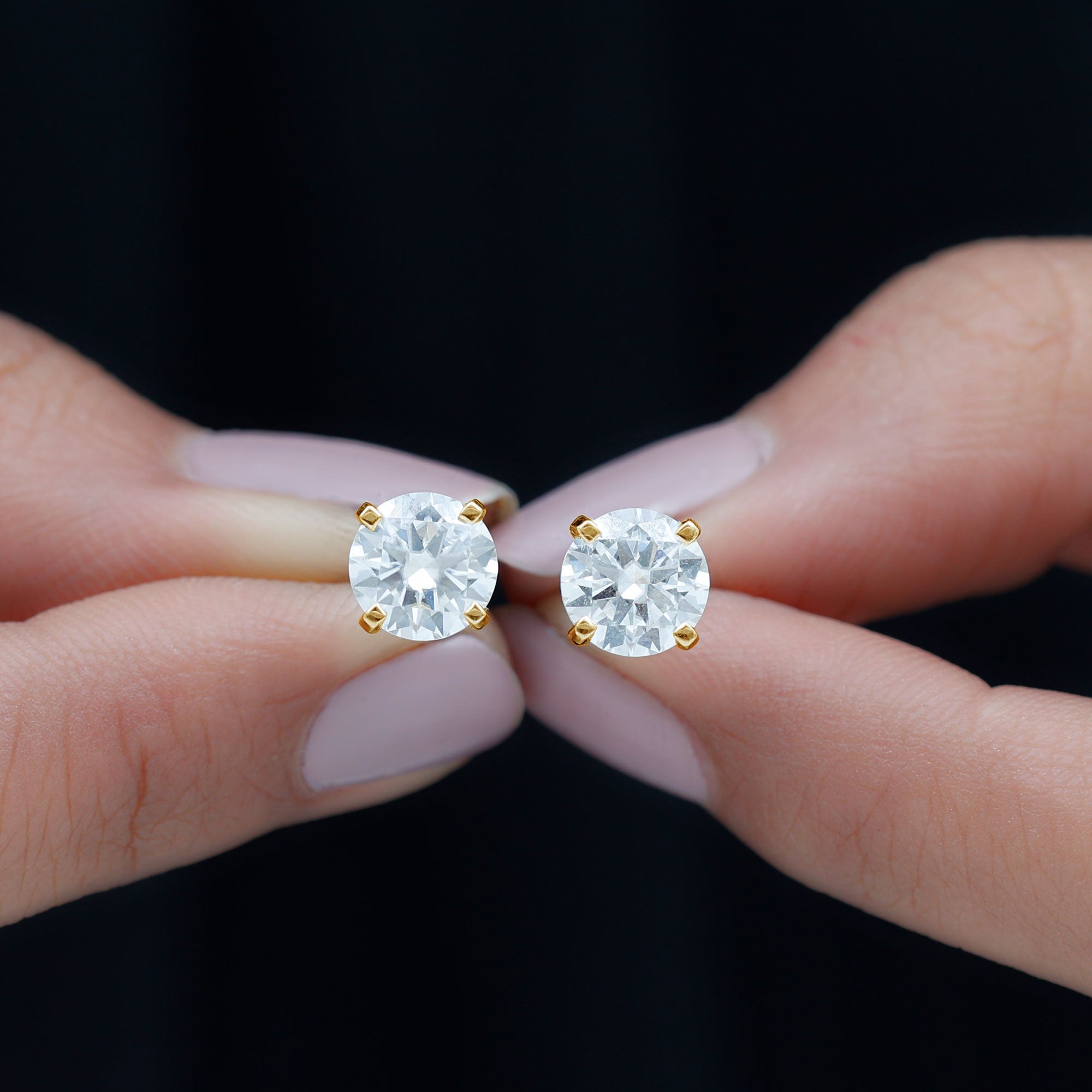 7MM Moissanite Solitaire Stud Earrings for Women D-VS1 - Rosec Jewels
