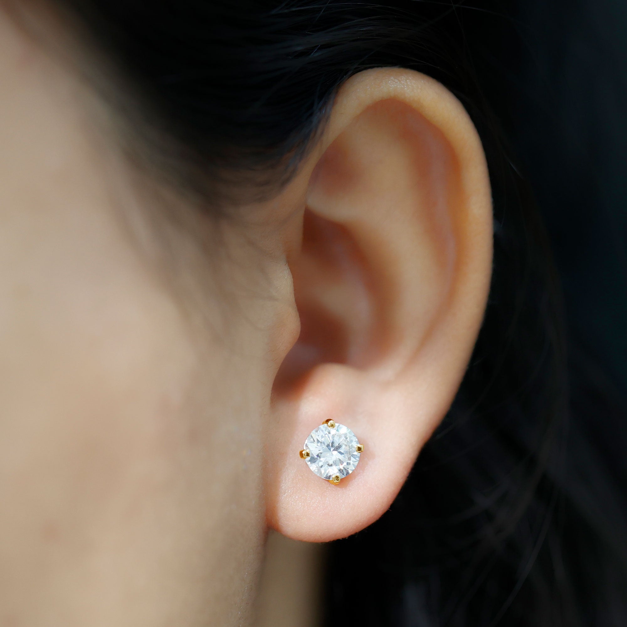 7MM Moissanite Solitaire Stud Earrings for Women D-VS1 - Rosec Jewels