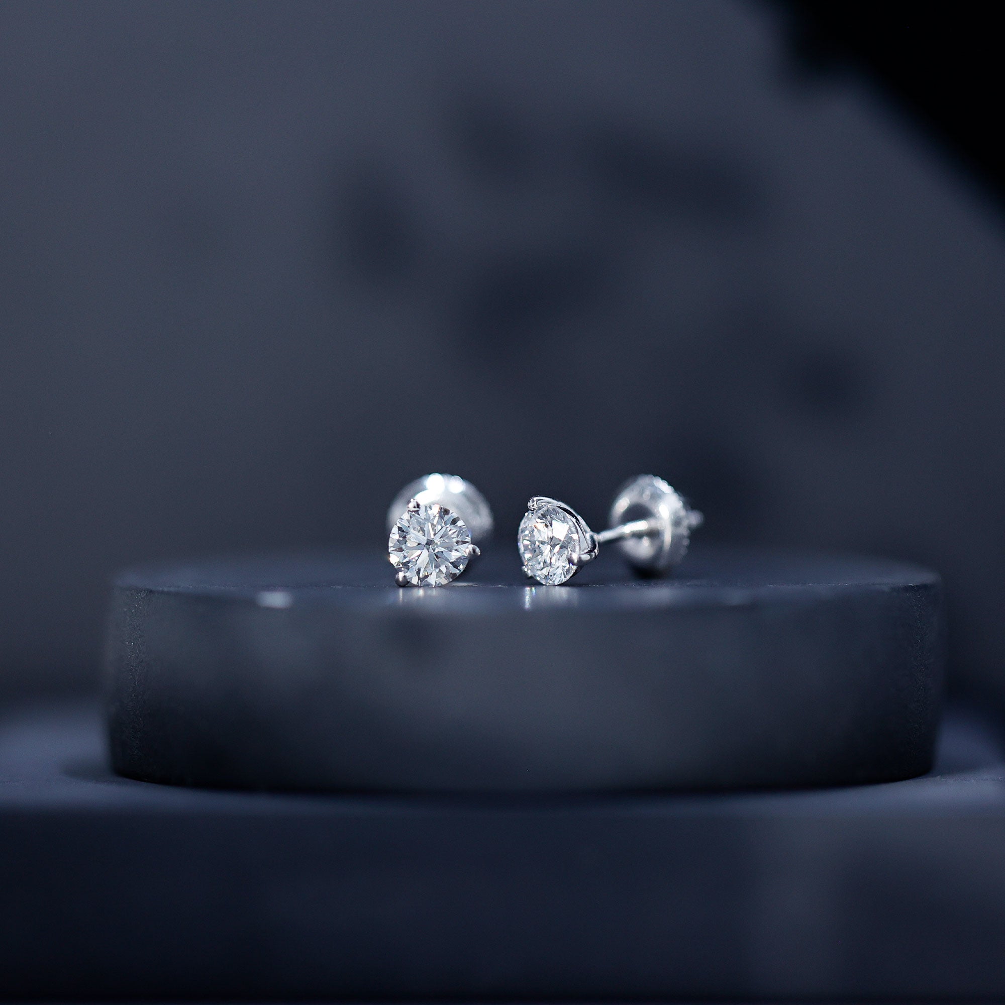 1 Carat Certified Moissanite Martini Stud Earrings D-VS1 - Rosec Jewels