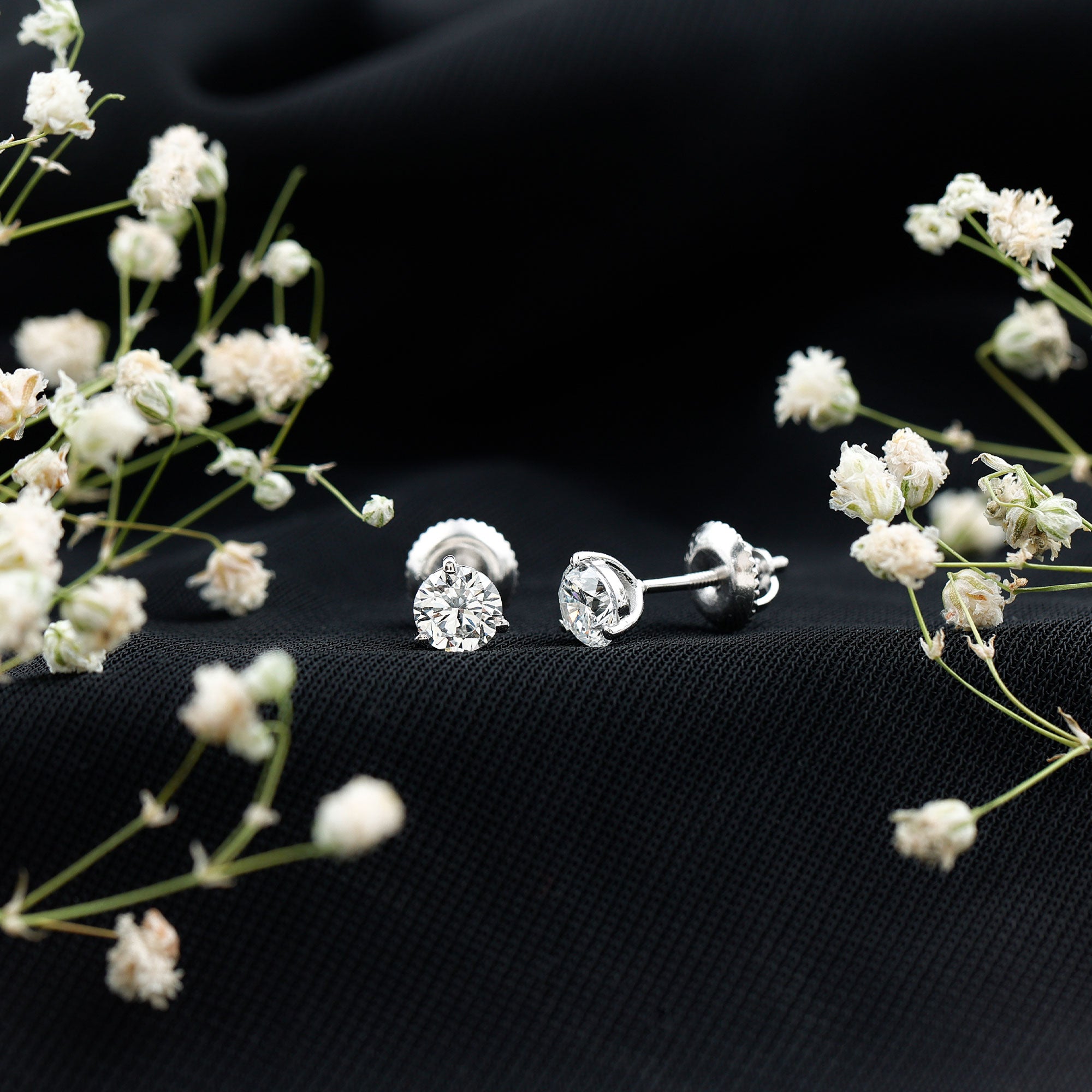1 Carat Certified Moissanite Martini Stud Earrings D-VS1 - Rosec Jewels