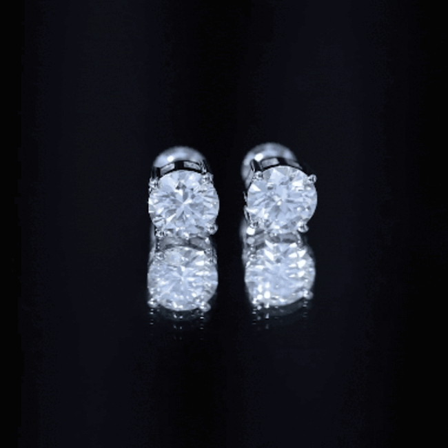 Certified 2.7 Carat Moissanite Stud Earrings in Silver D-VS1 92.5 Sterling Silver - Rosec Jewels