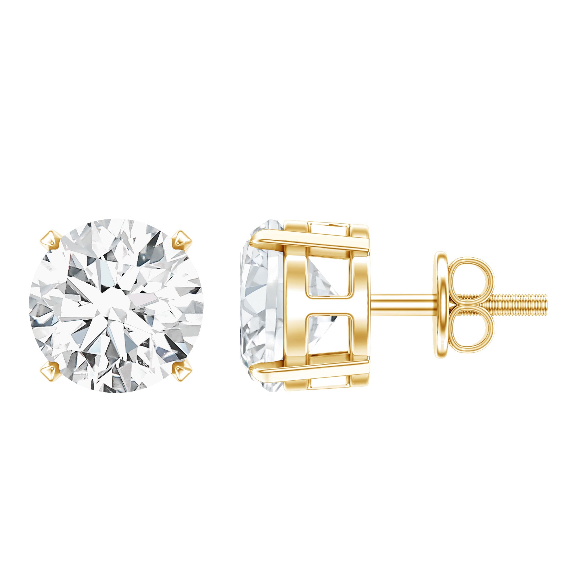 2.7 Carat Round Moissanite Studs in Claw Setting D-VS1 - Rosec Jewels
