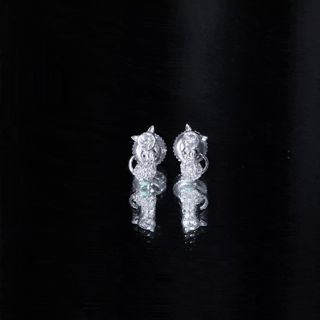 Rosec Jewels-1/4 CT Diamond Cat Stud Earrings in Gold