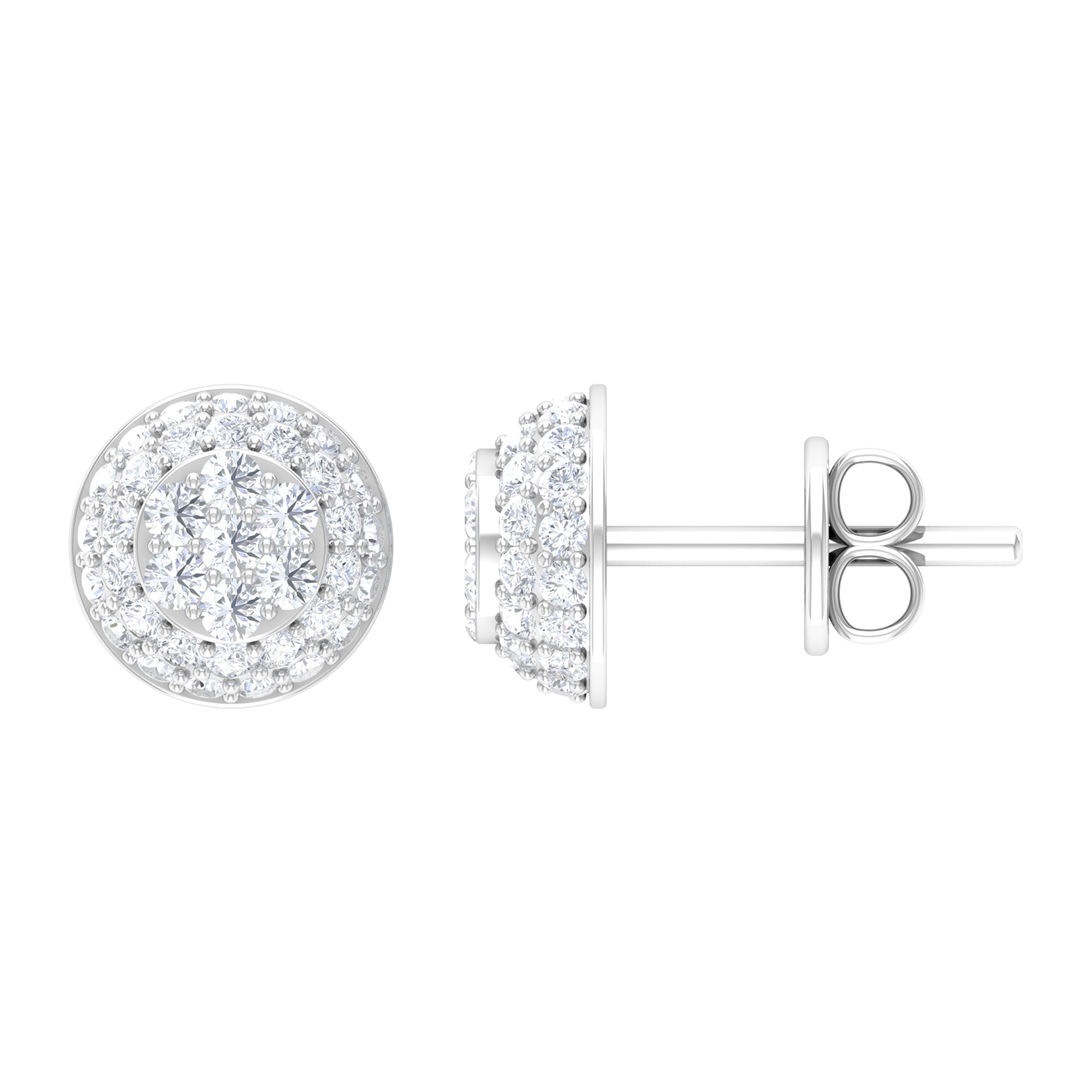 Certified Diamond Bridal Stud Earring with Screw Back Natural - ( HI-SI ) - Rosec Jewels