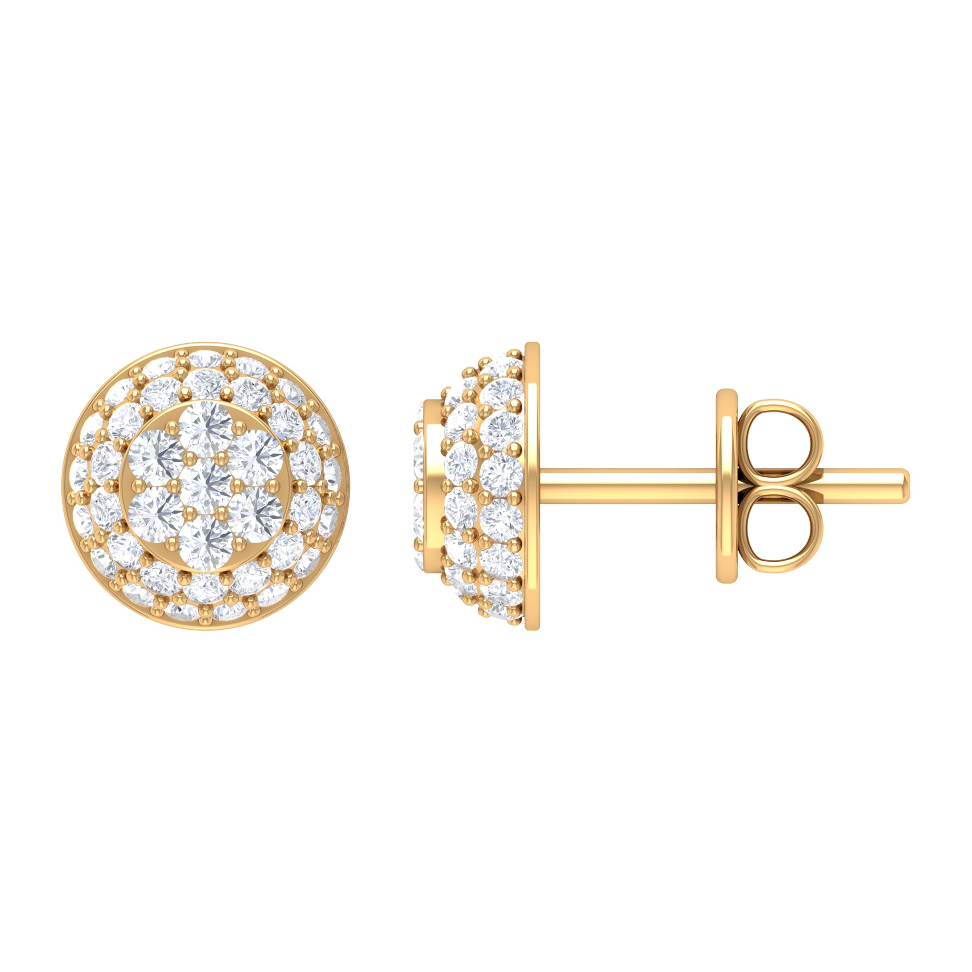 Certified Diamond Bridal Stud Earring with Screw Back Natural - ( HI-SI ) - Rosec Jewels