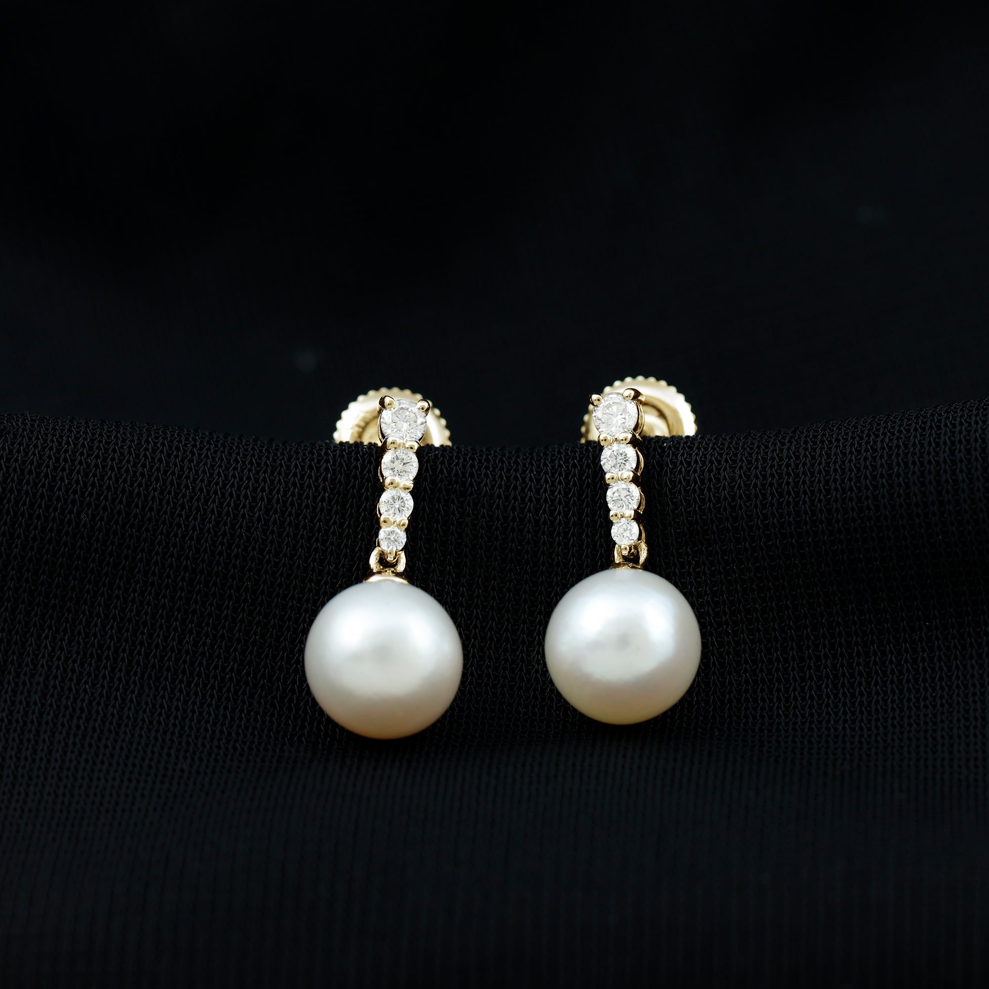 15 Carat Freshwater Pearl Drop Earrings with Diamond AAA - Rosec Jewels