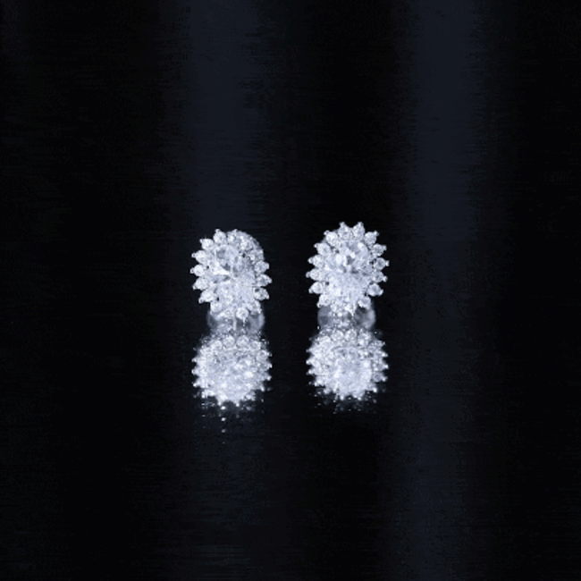 2 Carat Oval Moissanite Halo Stud Earrings In Sterling Silver D-VS1 92.5 Sterling Silver - Rosec Jewels