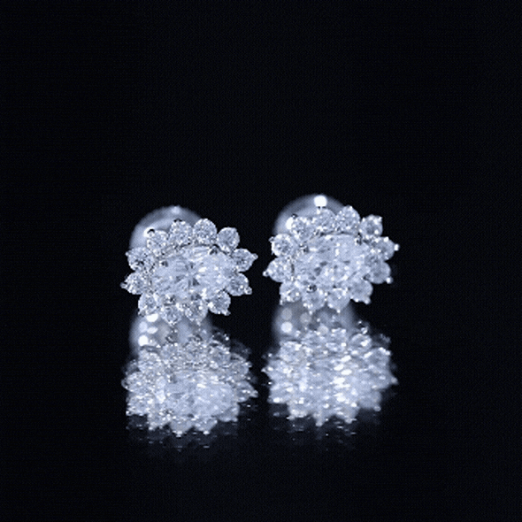 Certified Oval Shaped Moissanite Halo Stud Earrings in Silver D-VS1 92.5 Sterling Silver - Rosec Jewels